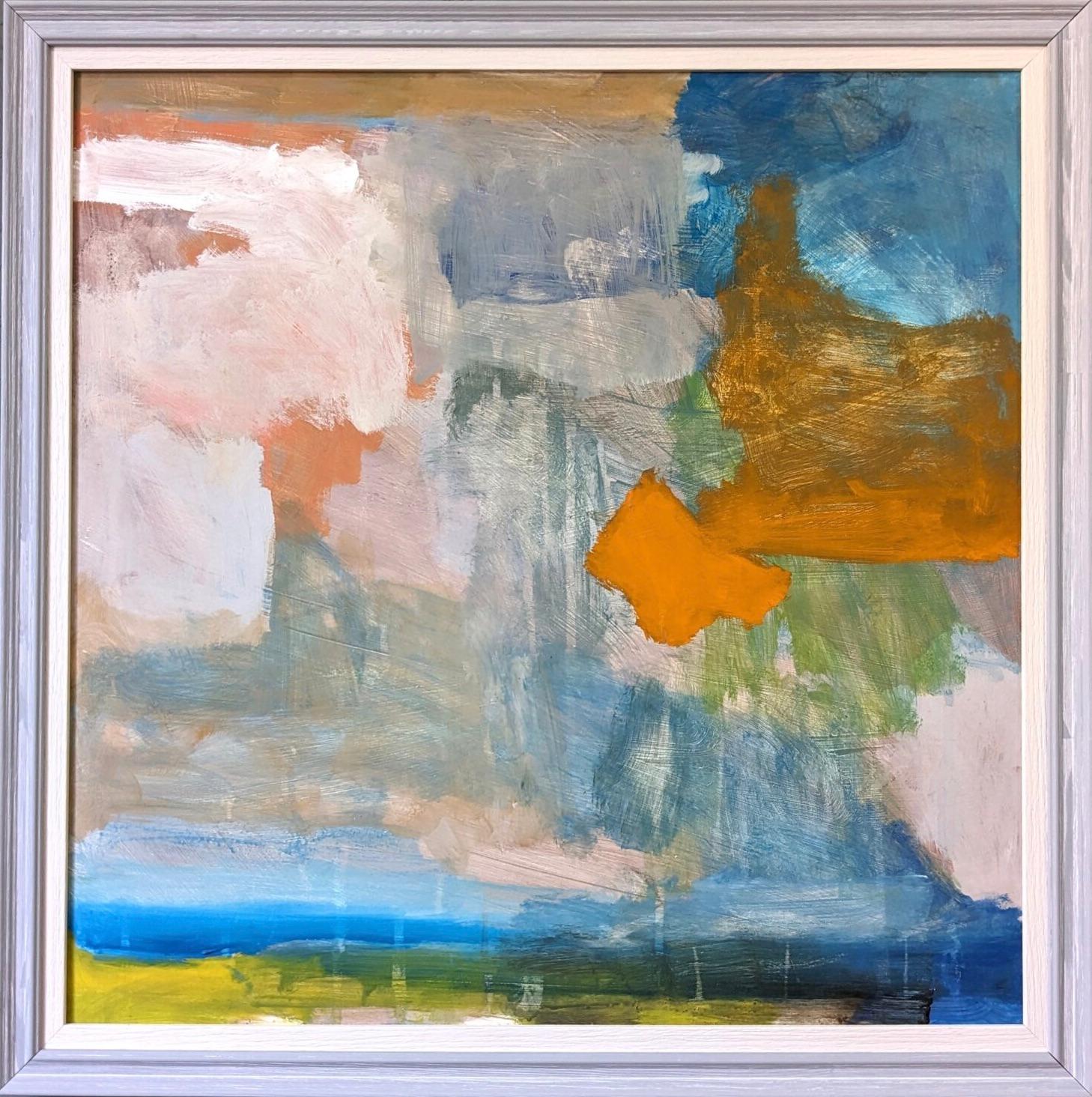 Ian Mood Abstract Painting - Contemporary Abstract Seascape Framed Oil Painting - Summer Abstraction