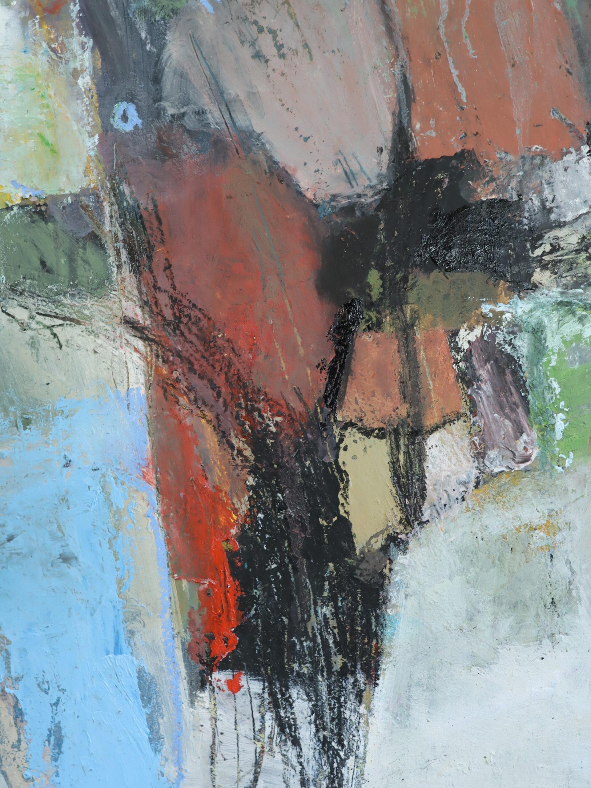 Peinture à l'huile contemporaine britannique de paysage abstrait - Southern Shore en vente 5