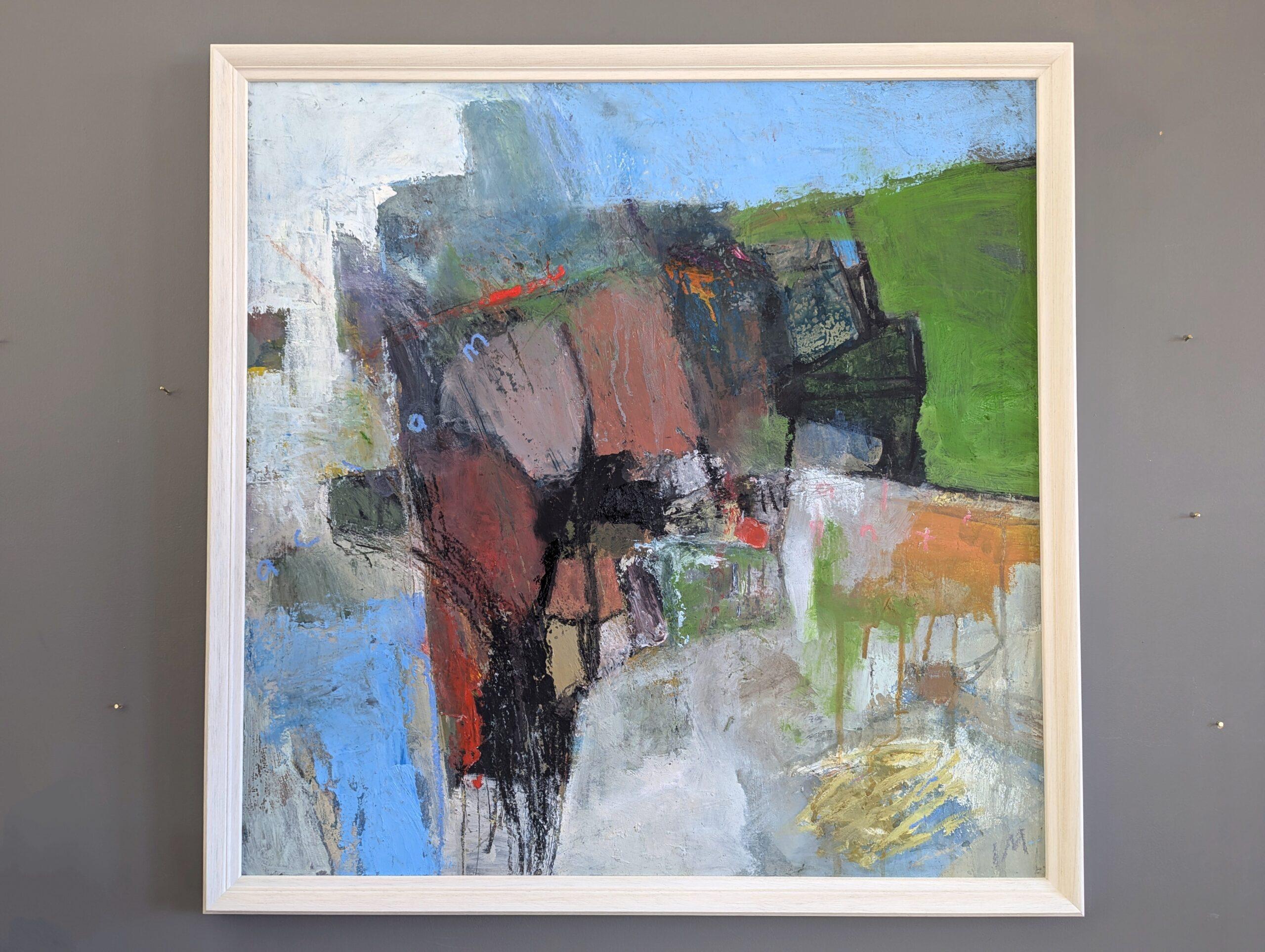 Peinture à l'huile contemporaine britannique de paysage abstrait - Southern Shore - Painting de Ian Mood