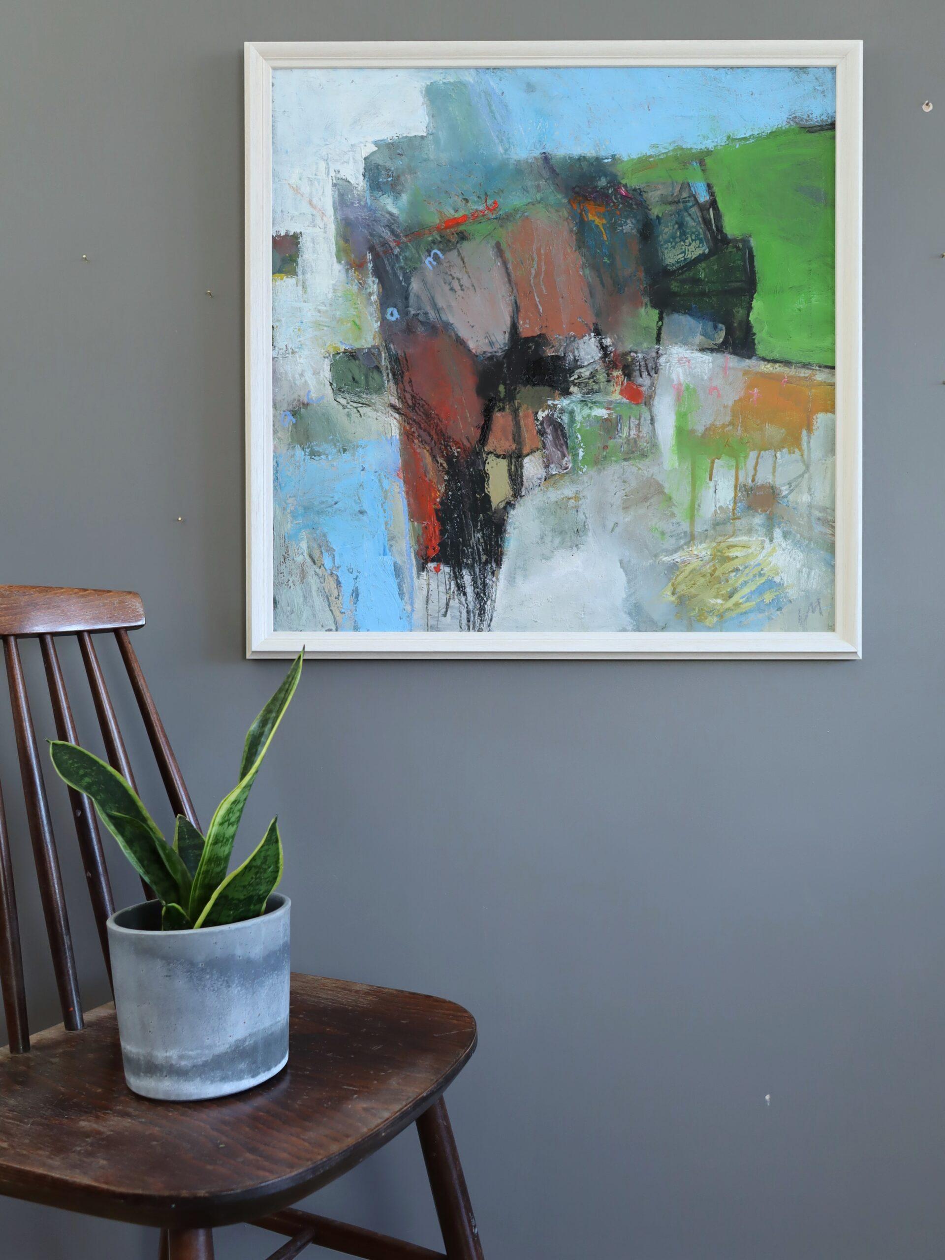 Peinture à l'huile contemporaine britannique de paysage abstrait - Southern Shore - Abstrait Painting par Ian Mood