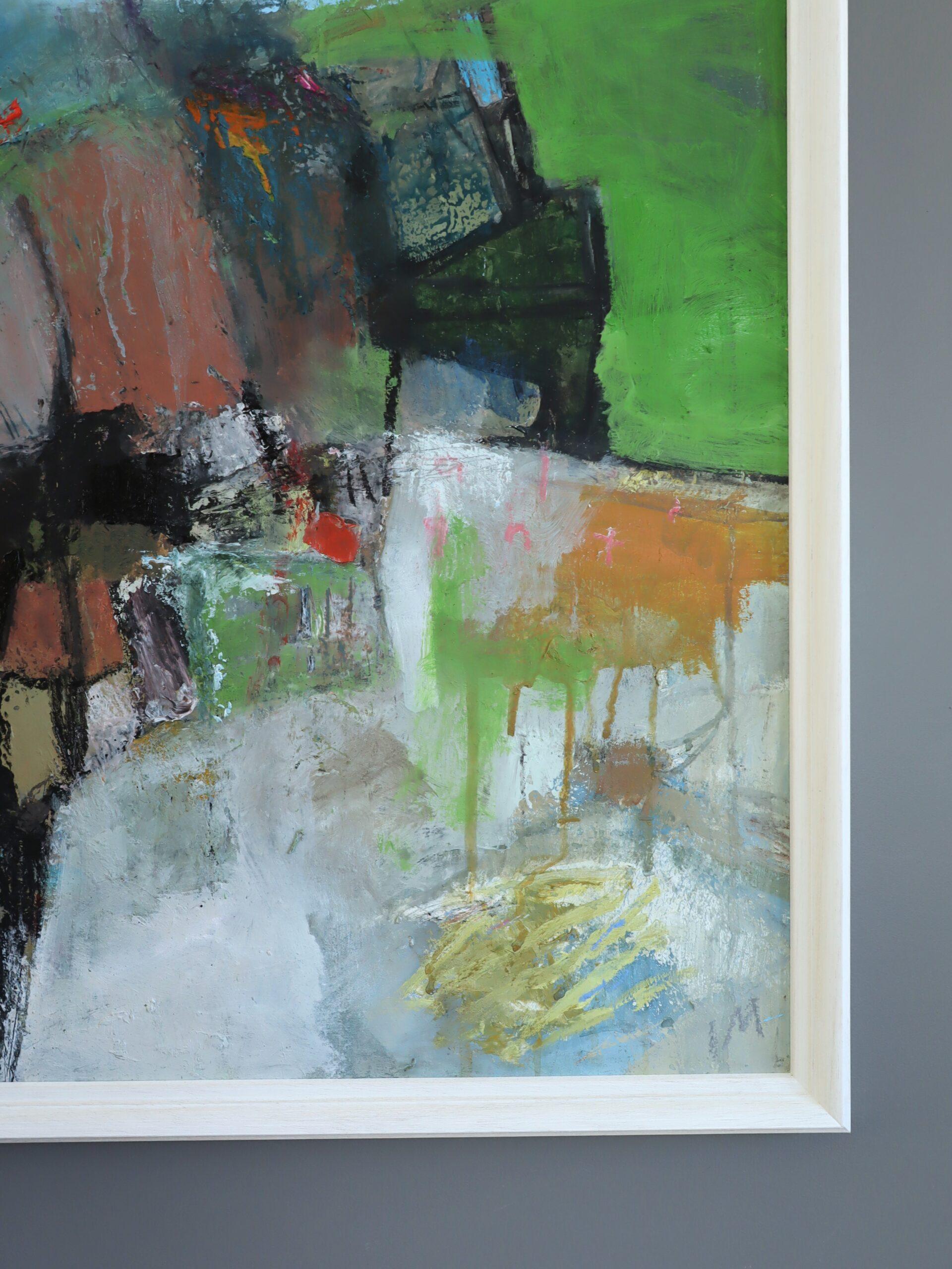 Peinture à l'huile contemporaine britannique de paysage abstrait - Southern Shore en vente 1