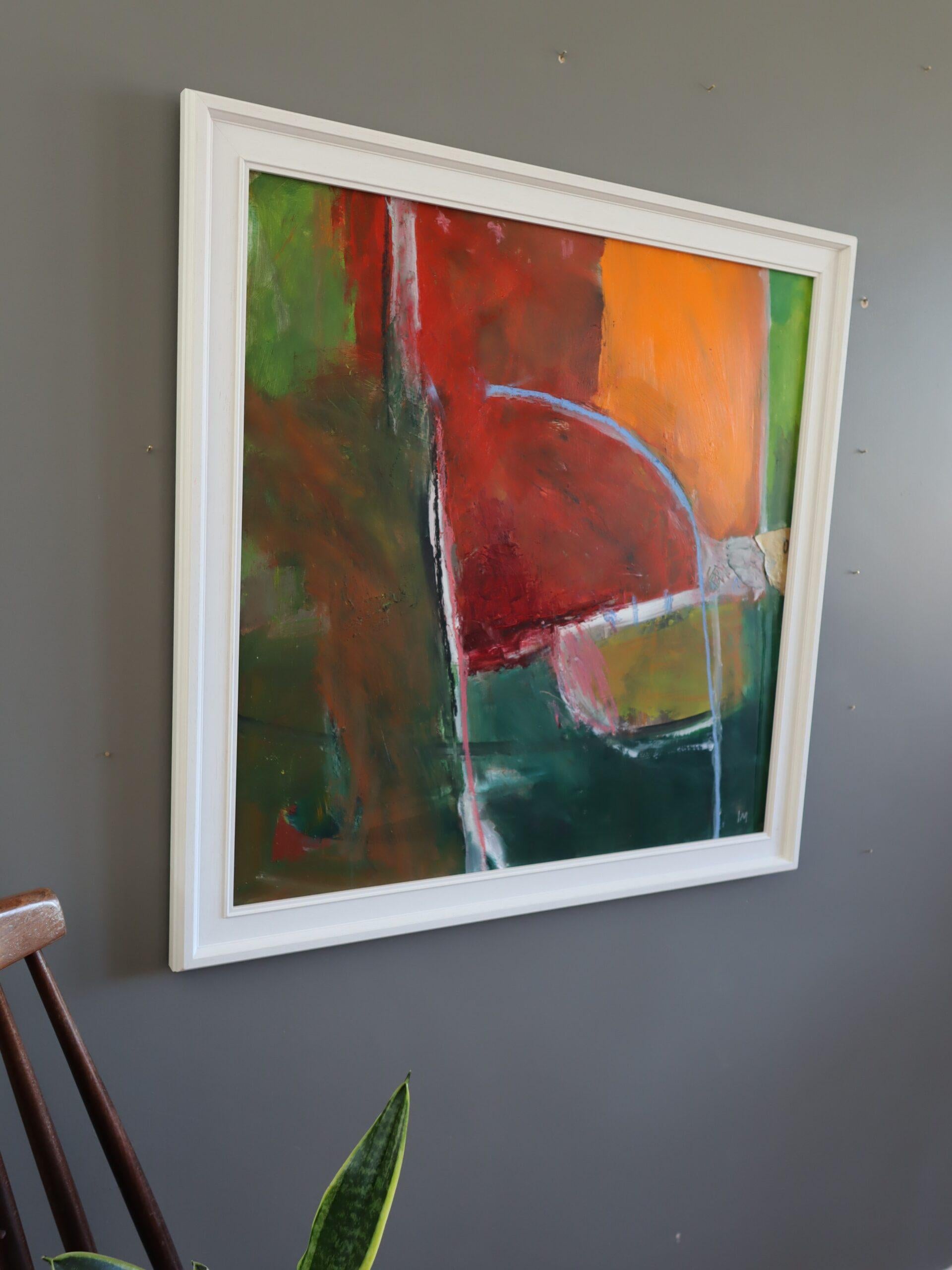 Pittura ad olio originale astratta britannica contemporanea - Recinzione - Abstract Painting Marrone di Ian Mood