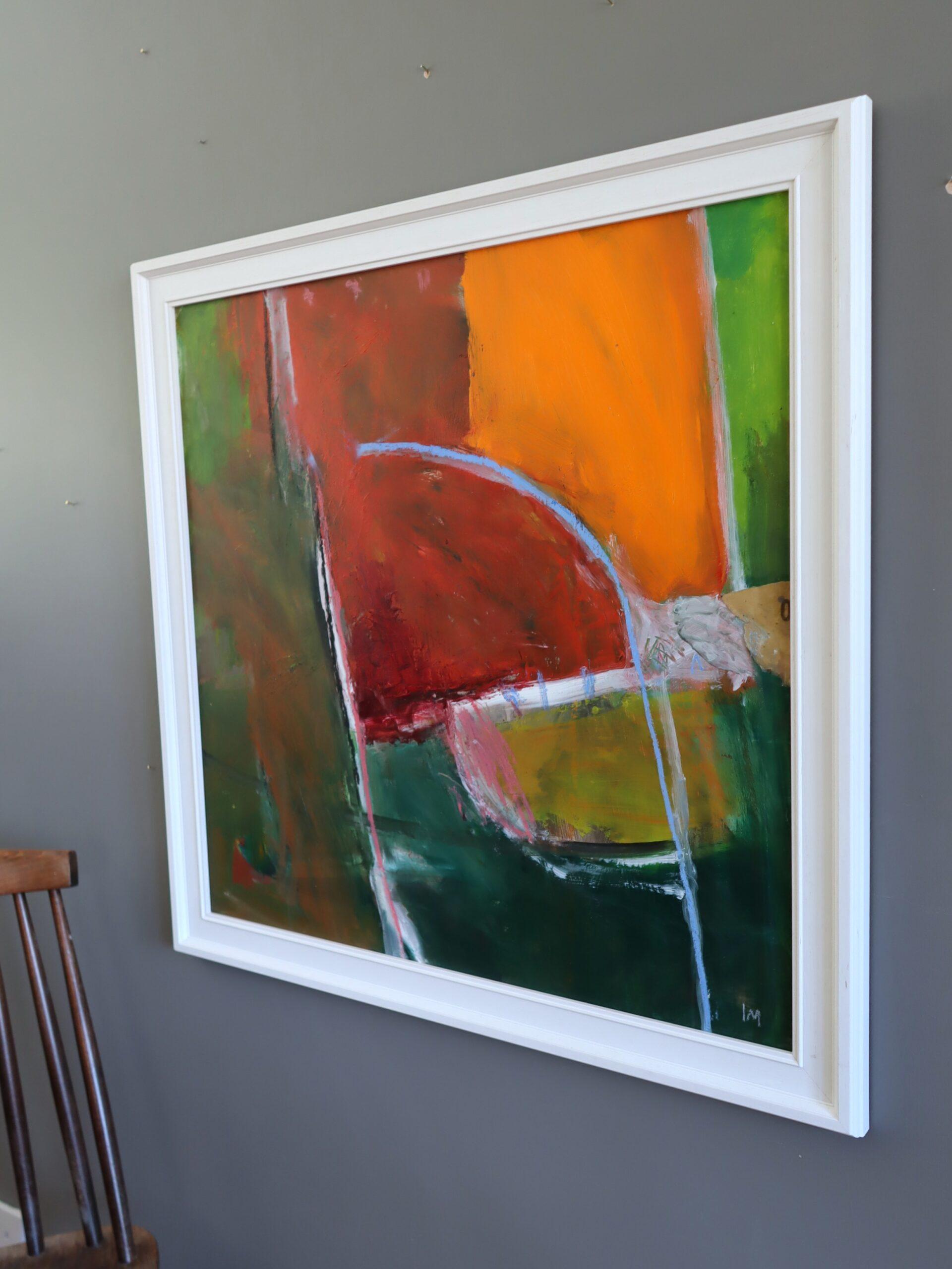 INCLOSIONE
Dimensioni:  70 x 70 cm (cornice inclusa)
Olio su tavola

Una composizione astratta di grandi dimensioni, ricca e vivace, realizzata ad olio su tavola dall'artista britannico contemporaneo Ian Mood.

Questa vivace composizione astratta  è