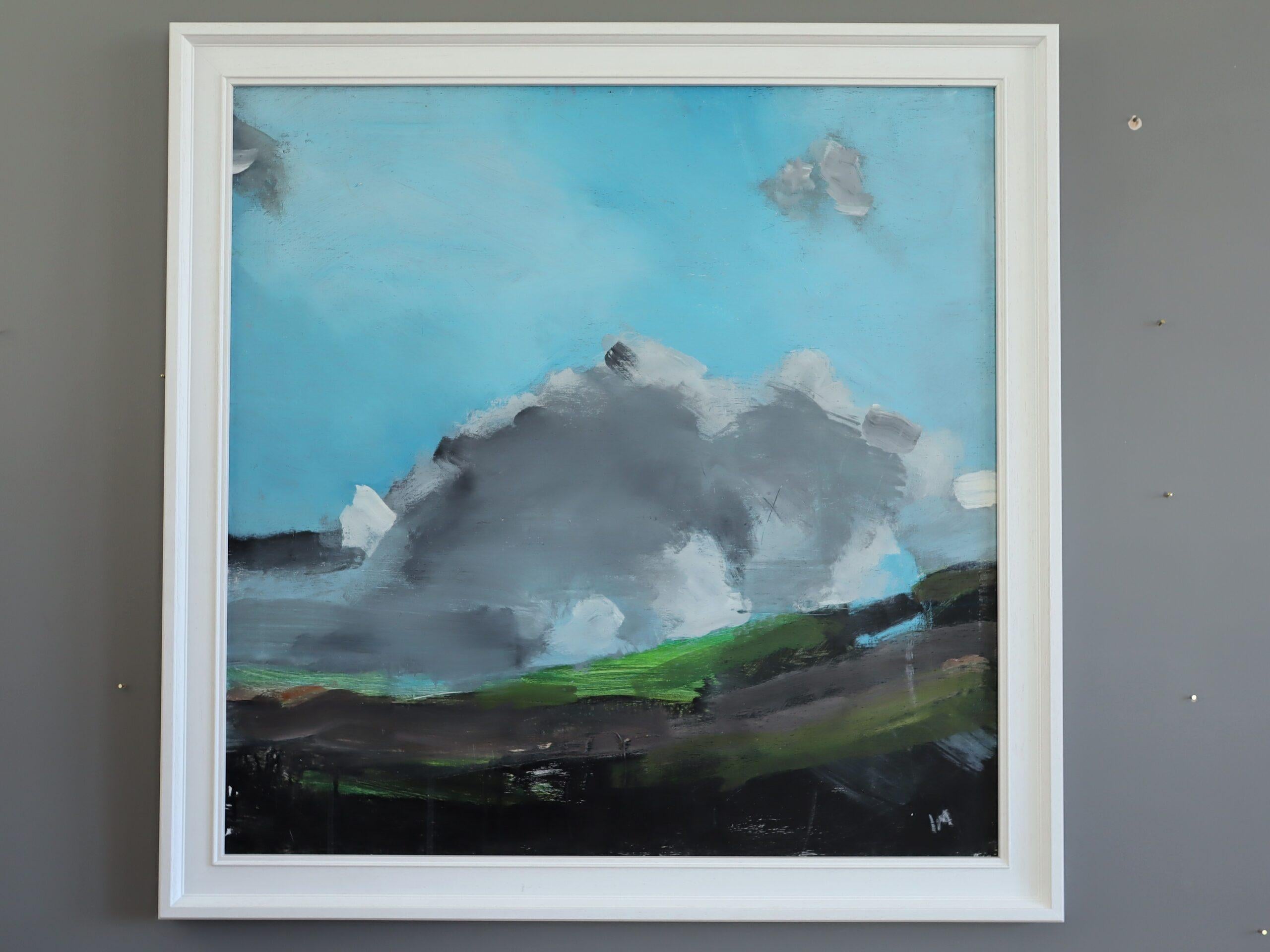 Contemporary British Original Abstract Landscape Oil Painting - Zennor - Blue Landscape Painting by Ian Mood