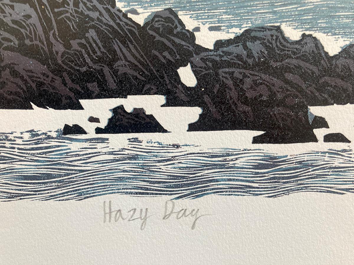 Hazy Day, Ian Phillips, limited edition print, linocut print for sale, seascape  For Sale 4