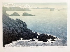 Día brumoso, Ian Phillips, impresión en edición limitada, linograbado en venta, paisaje marino