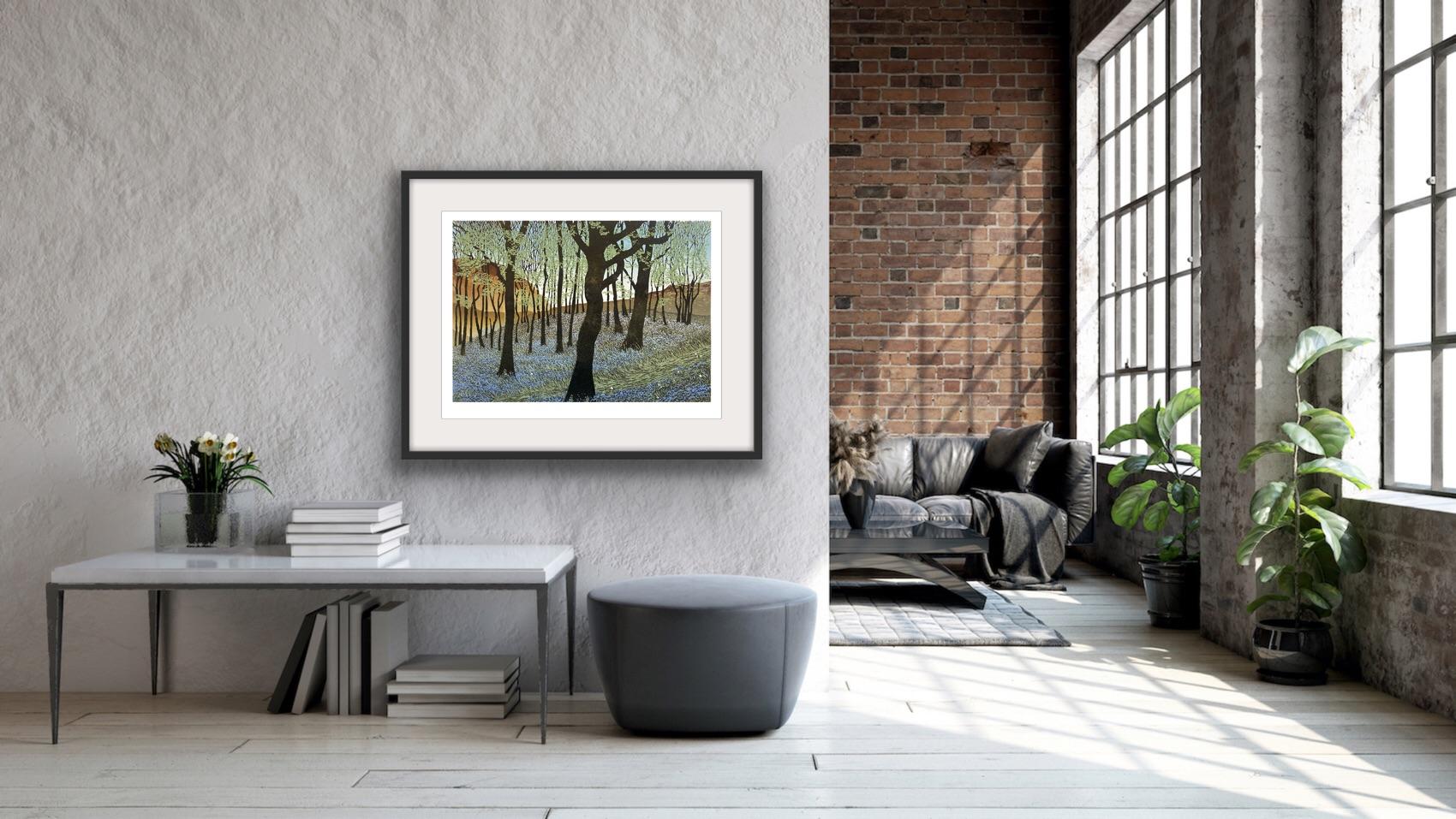 Memory of Spring, Limited Edition print, Welsh bluebell wood, Contemporary art For Sale 3