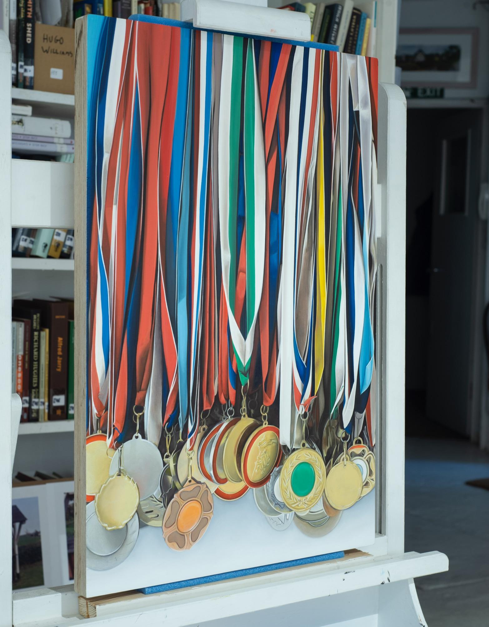 Medley: Photorealistic Painting of Medals by Ian Robinson For Sale 1