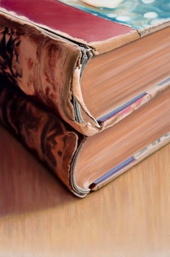 Livres Sterne : Peinture à l'huile photoréaliste de vieilles reliures de livres par Ian Robinson