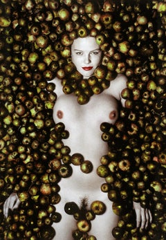 Porträt-Stillleben-Kunstdruck in limitierter Auflage, Figuratives Farbfoto – Äpfel 