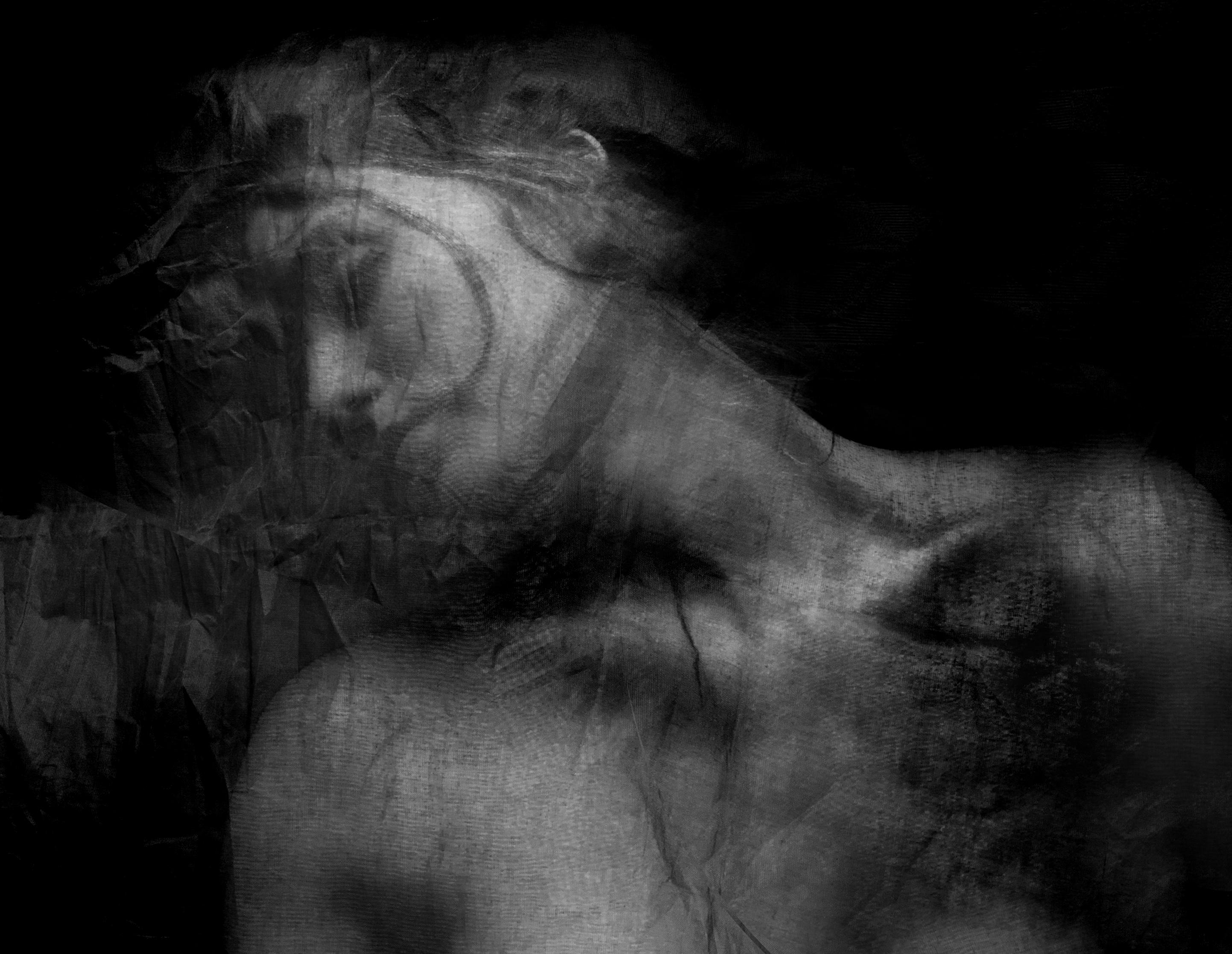 Figurative photo, Limited Nude print, Black white, Square, Contemporary - Cara - Photograph by Ian Sanderson