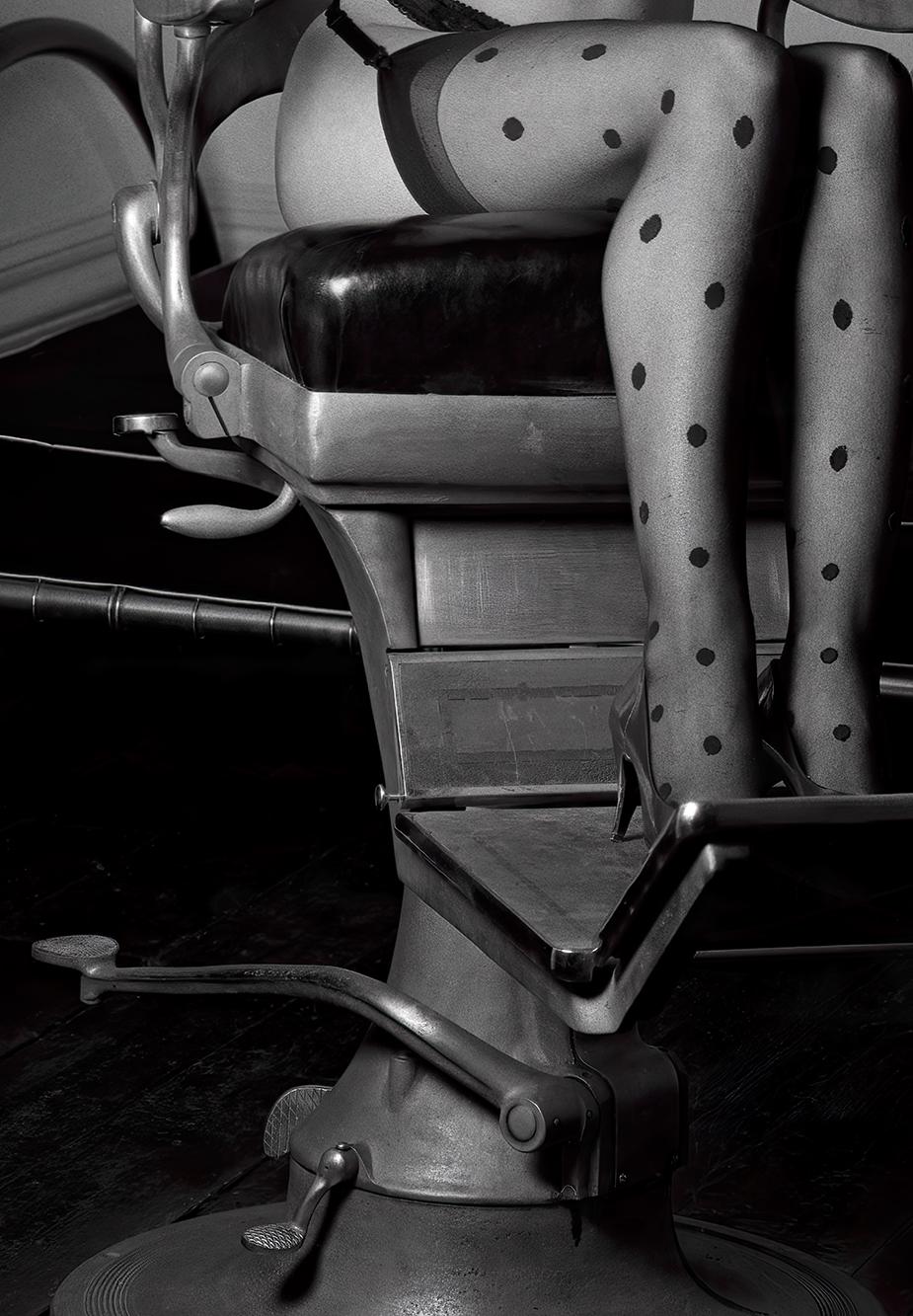 Figurative photo, Limited edition print, Contemporary, Portrait- Dentist chair  - Black Nude Photograph by Ian Sanderson