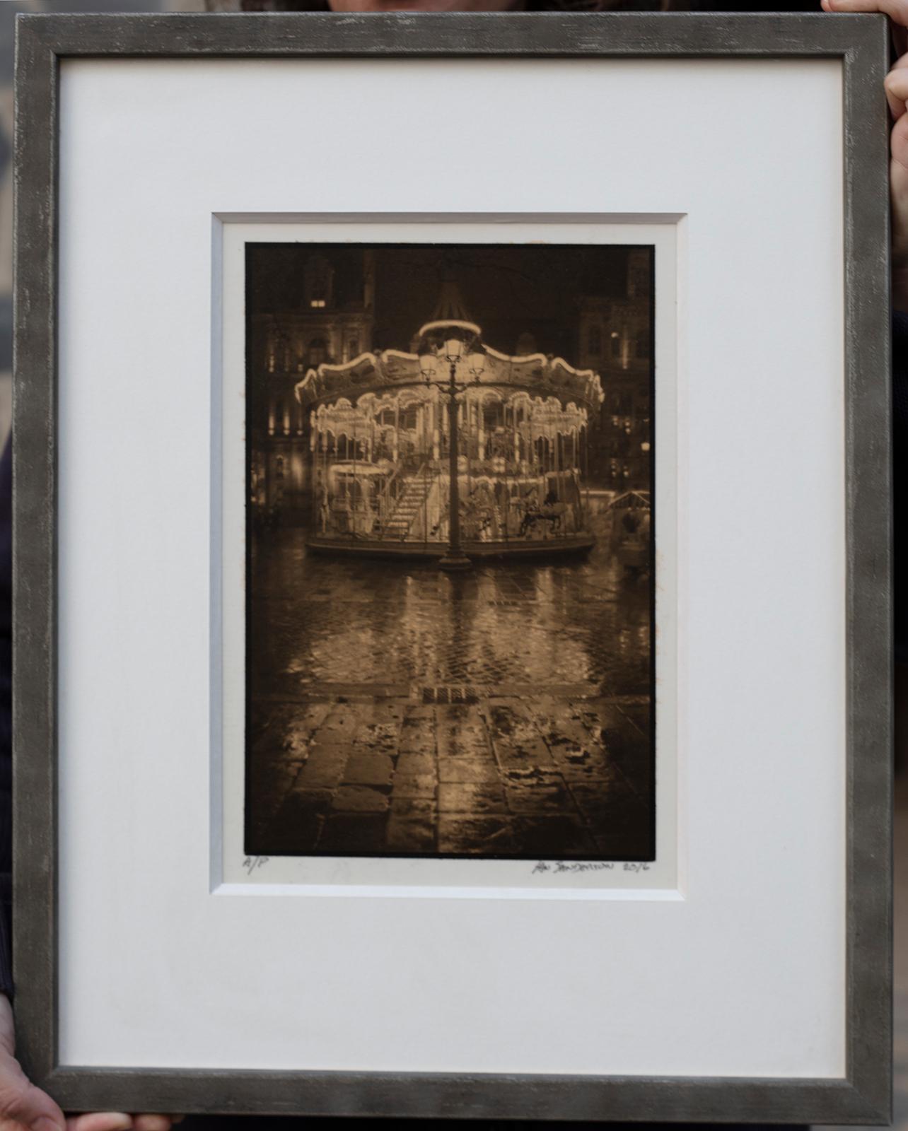 Ian Sanderson Black and White Photograph - Framed Print-Carrousel-Platinum Palladium print on vellum over 24 carat gold A/P