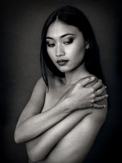 Impression de portrait en édition limitée signée Michelle, noir, femme asiatique sensuelle