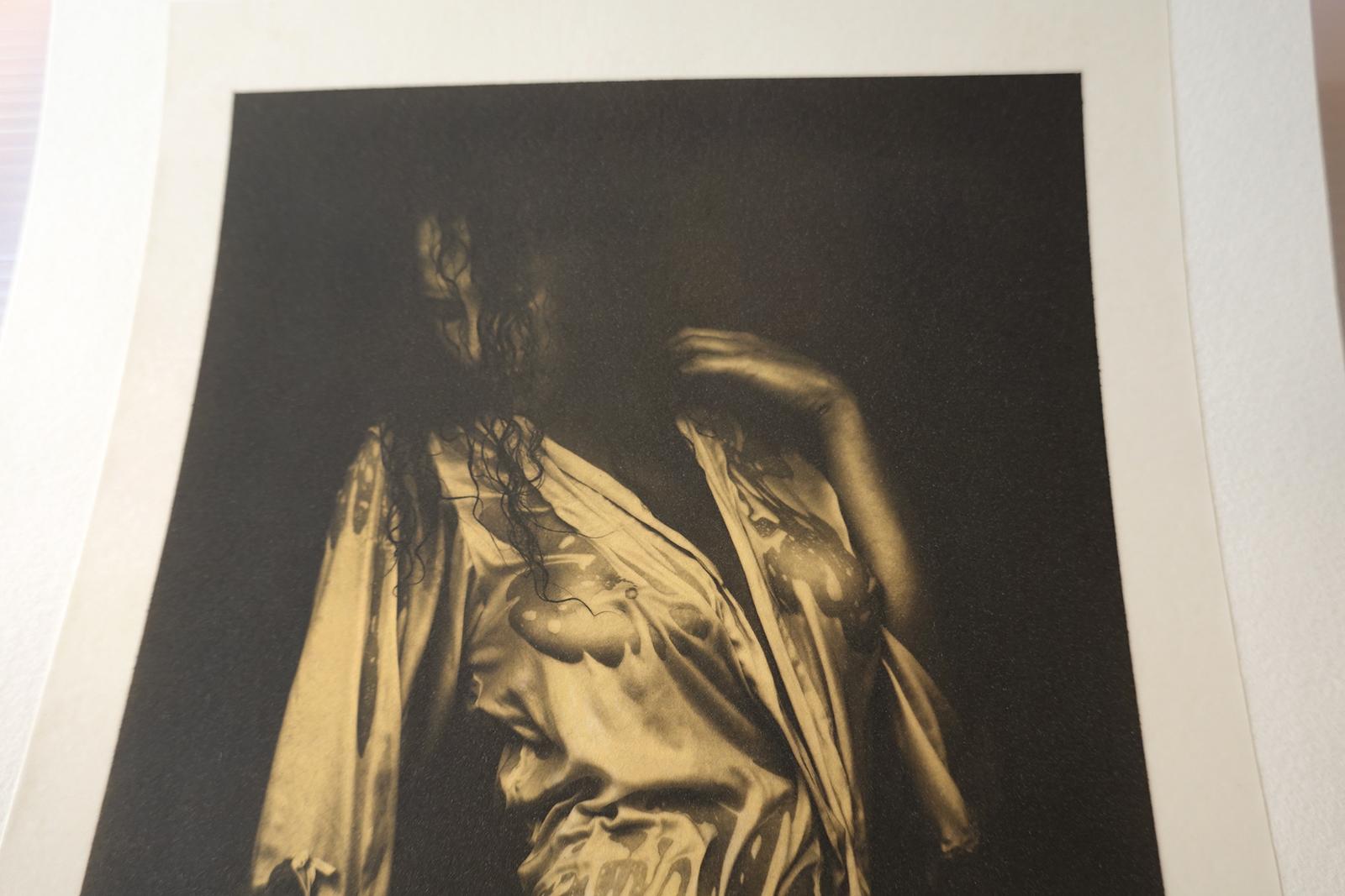 Platinum Palladium print over Gold leaf Limited Edition sensual photo- Nathalie - Photograph by Ian Sanderson