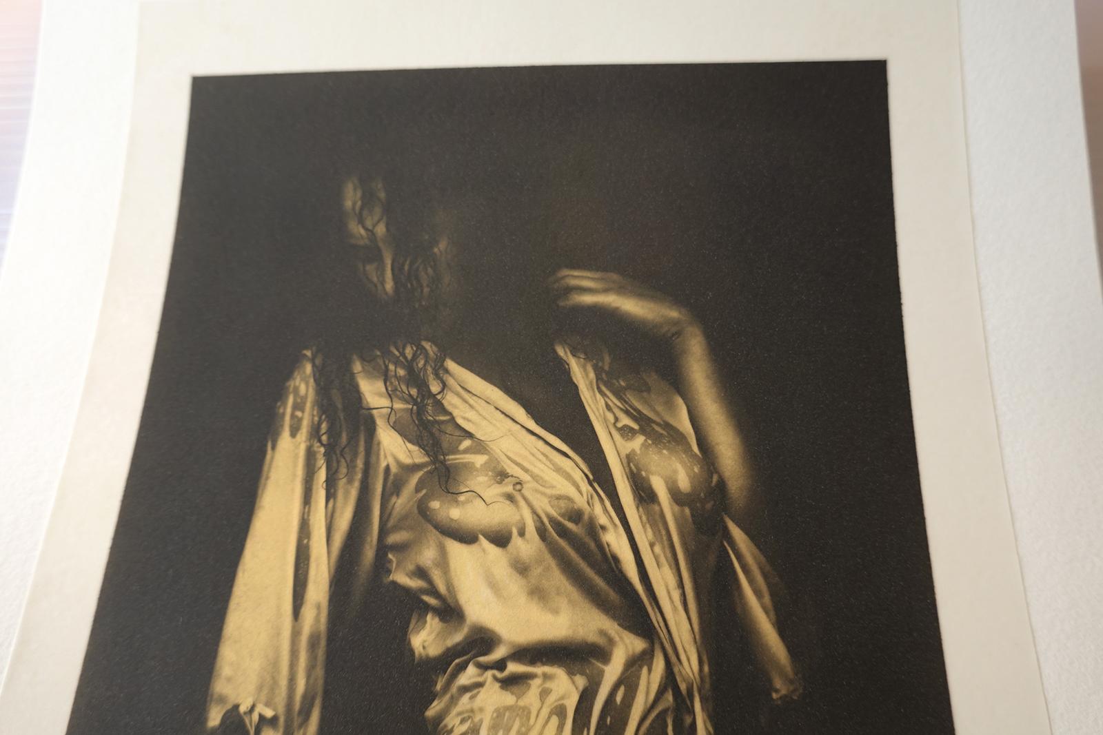 Platinum Palladium print over Gold leaf Limited Edition sensual photo- Nathalie  - Photograph by Ian Sanderson