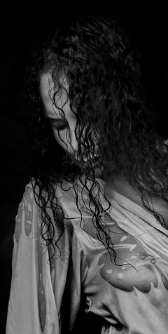 Nathalie- Signed limited edition portrait Art print, Semi nude sensual, Black