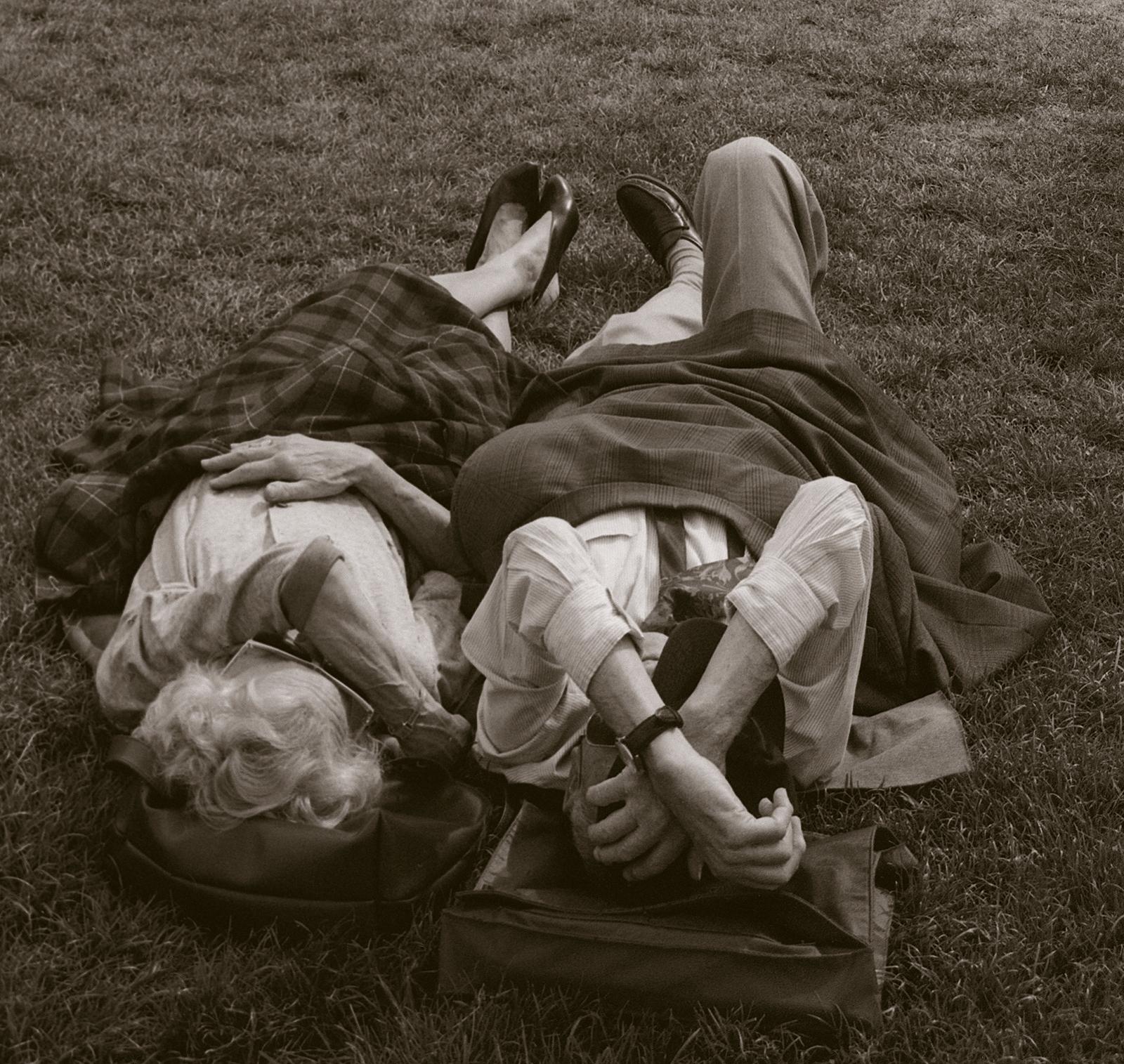 Old couple -Signed limited edition art print, Black white sepia, Oversize brown - Photograph by Ian Sanderson