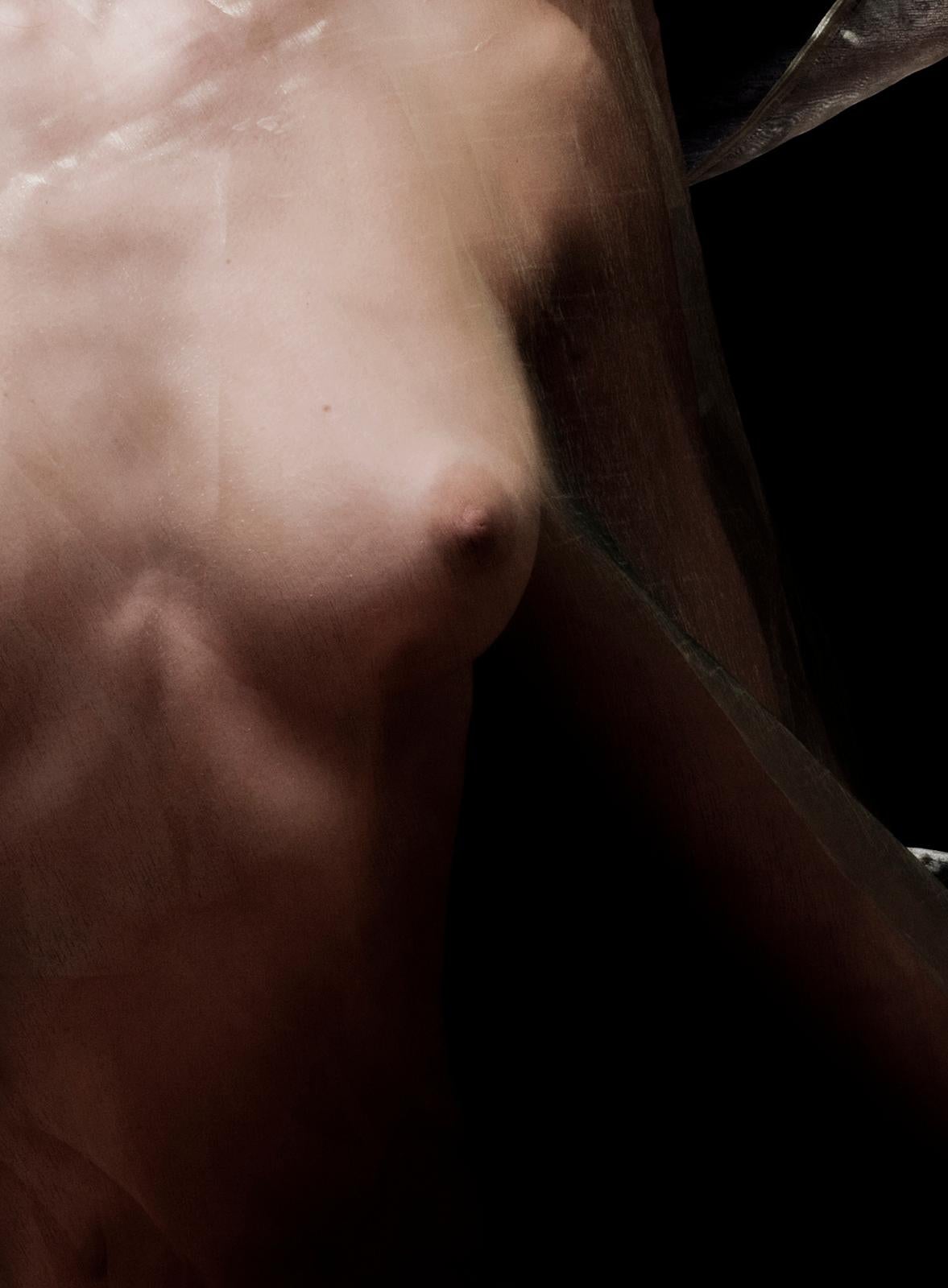 Organza dream - Signed limited edition sensual fine art print, Model semi naked - Photograph by Ian Sanderson