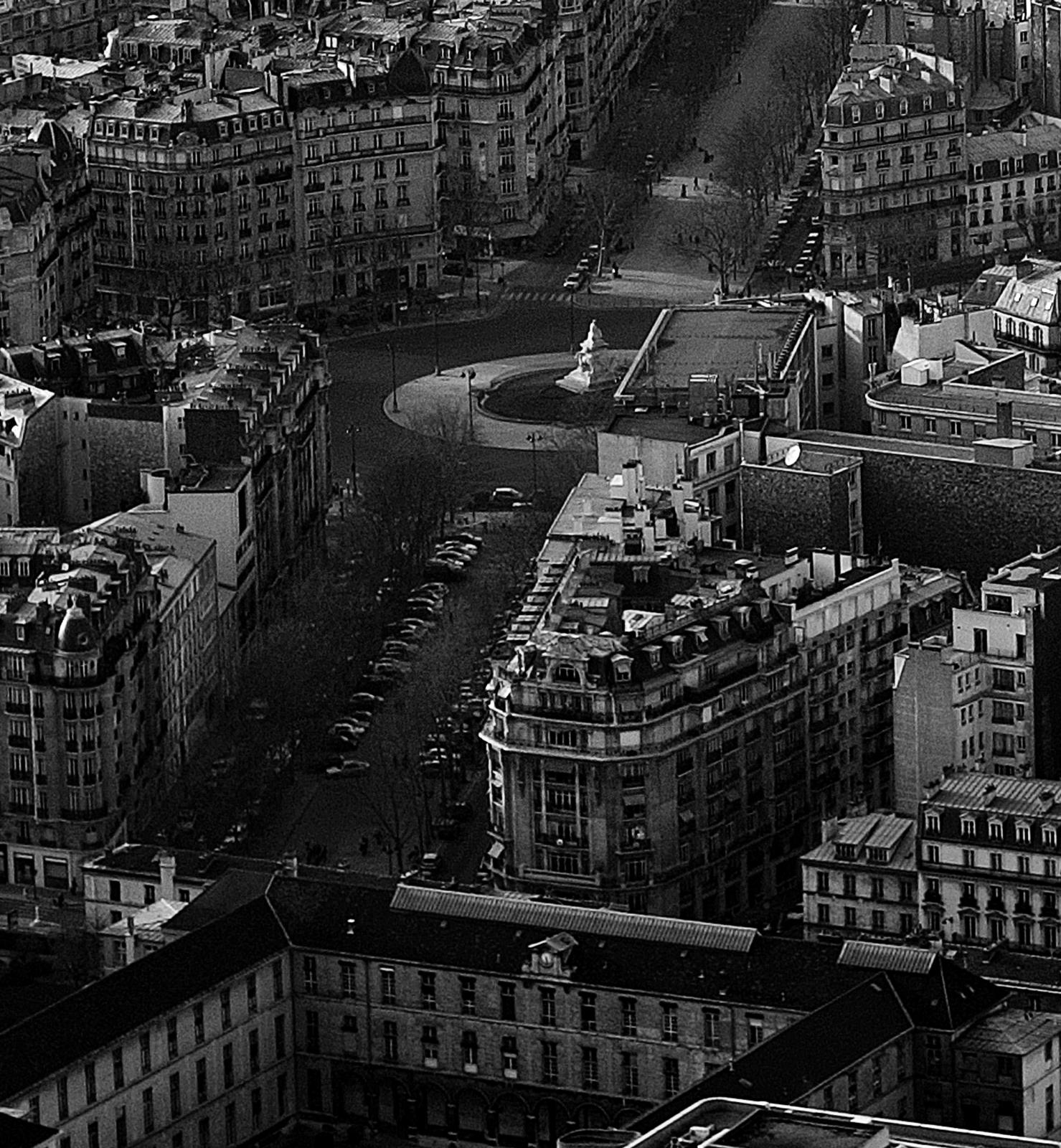 black and white cityscape