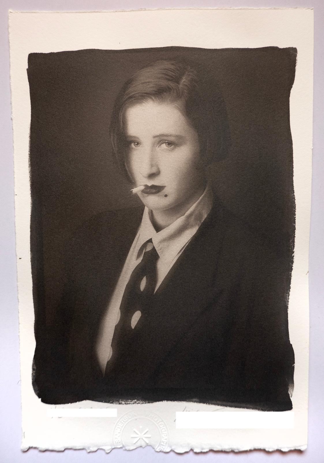 Platinum Palladium print - Limited Edition, Vintage, Eighties style -  Claire - Black Portrait Photograph by Ian Sanderson