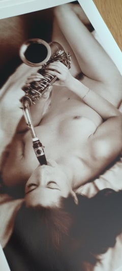 Sax - Signed limited edition fine art print, Contemporary, Nude Model in bed