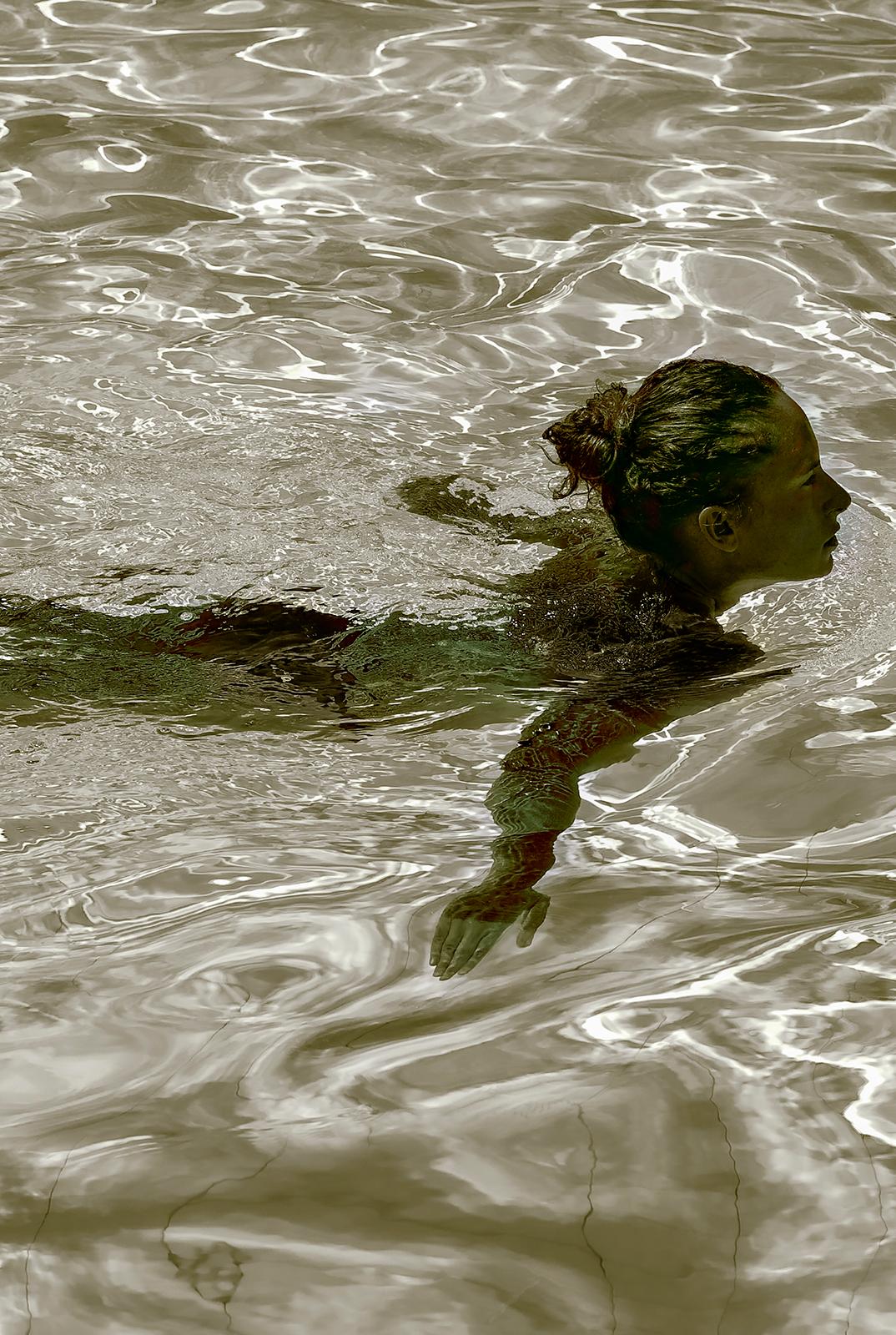 Swim- Signed limited edition contemporary print, Colour pool photo, Oversize - Photograph by Ian Sanderson