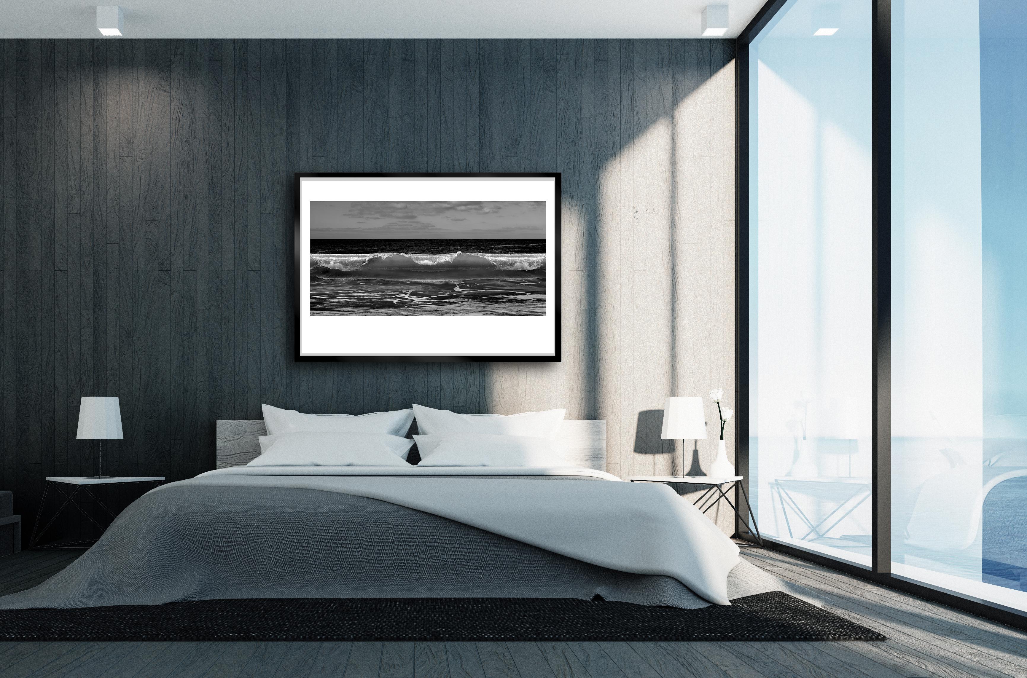 Wave-Signed limited edition nature print, Black white photo, Panorama, Beach - Photograph by Ian Sanderson