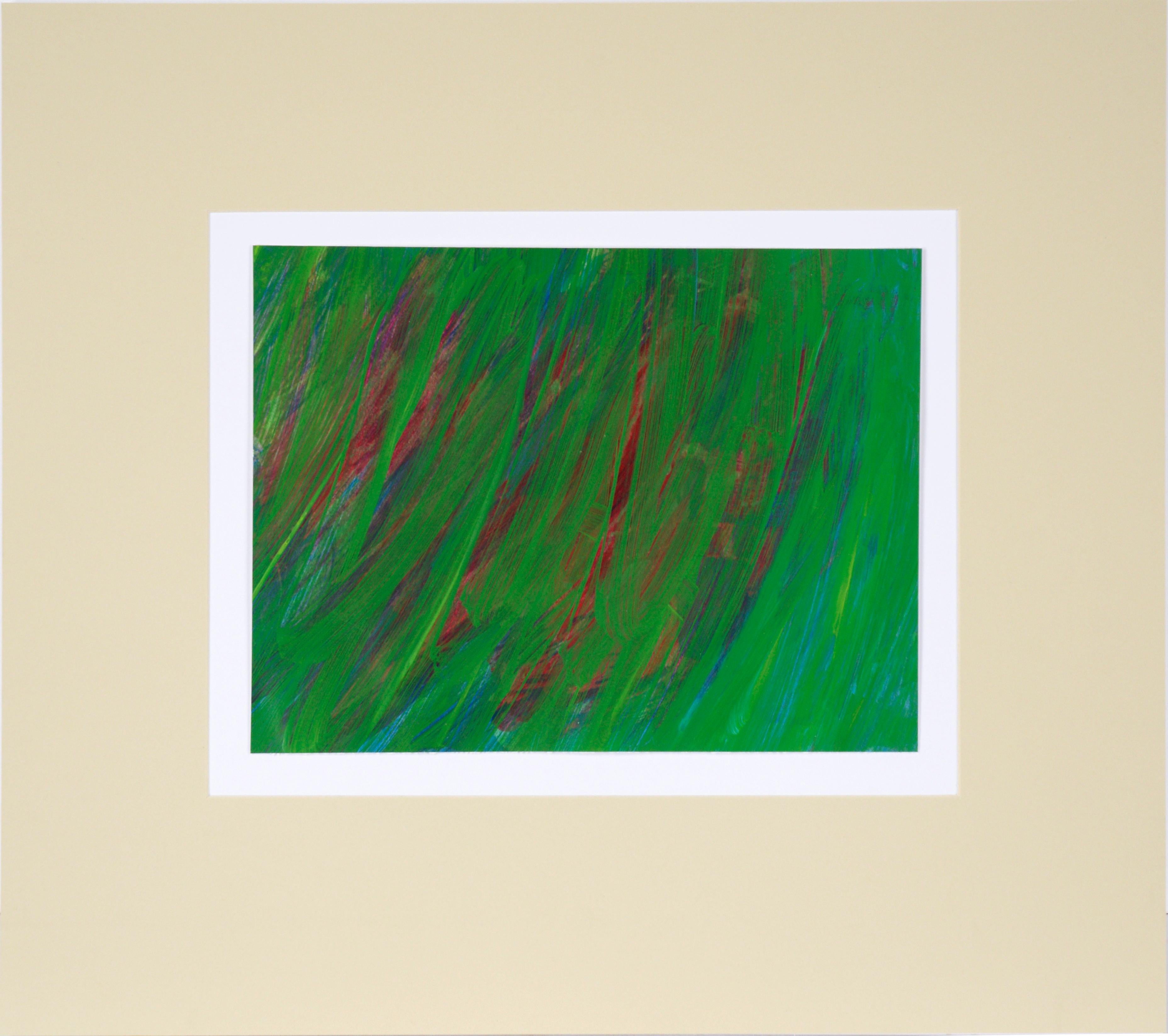 Ian Scowcroft Abstract Painting - "Green Forest" Abstract Expressionist Outsider Art in Acrylic on Paper