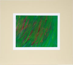 « Green Forest », art expressionniste abstrait brut, acrylique sur papier
