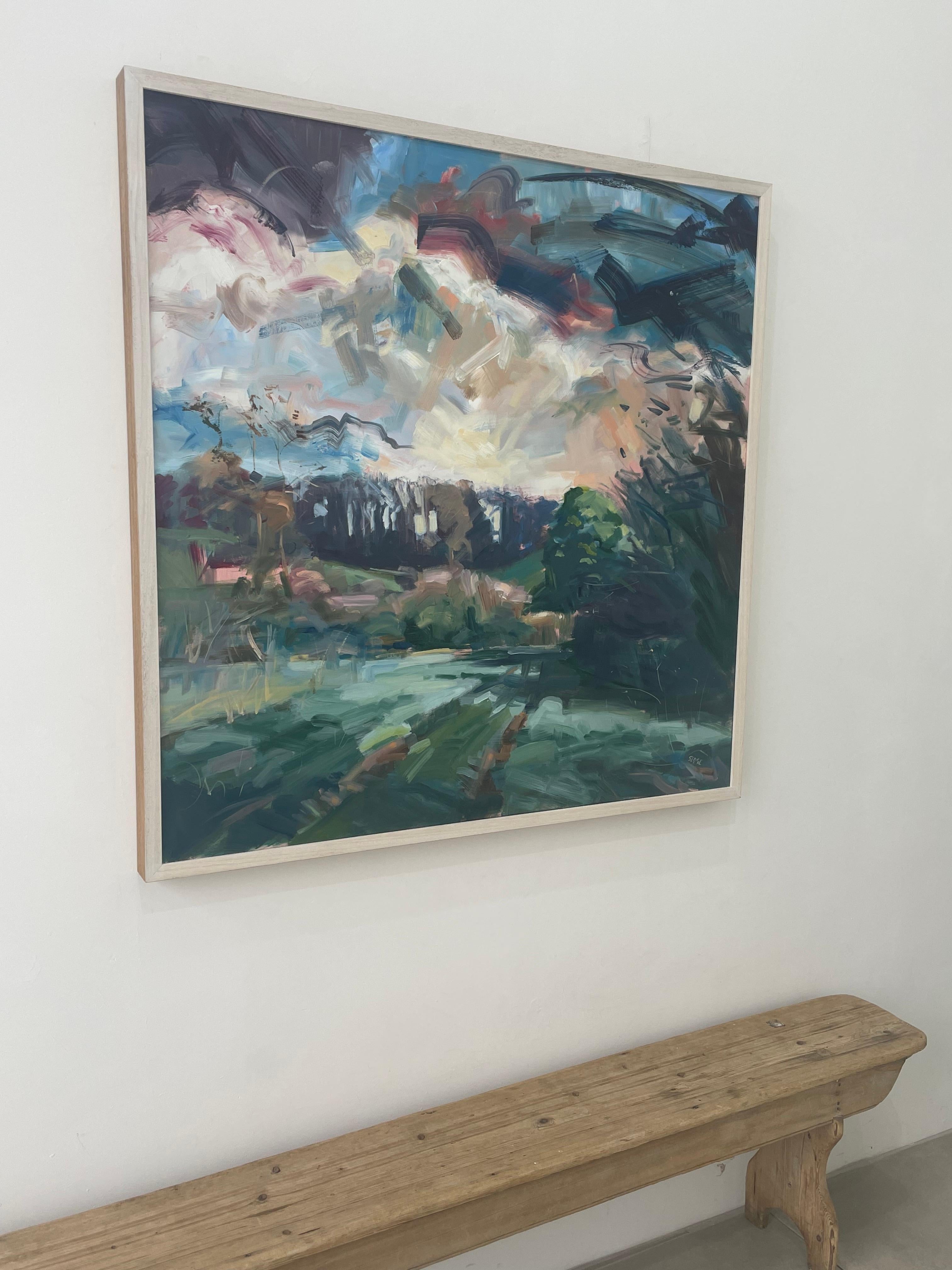 COLINA DE SLEDGING - Landscape Painting Gris de Ian Sedge
