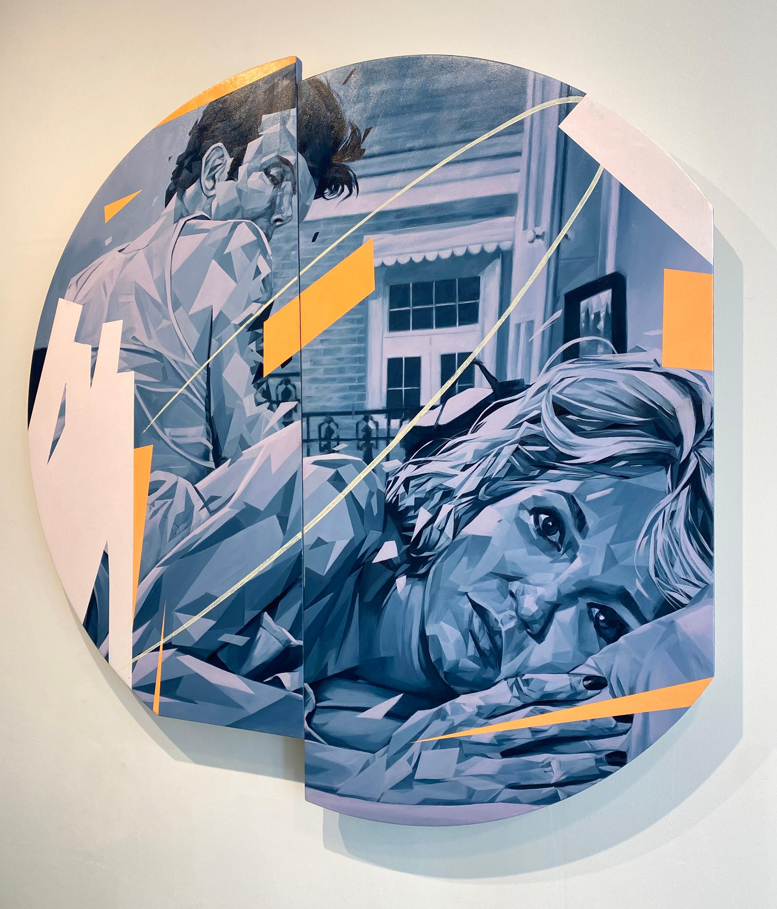 Dr. Goodbye Waves Hello - Leinwandgemälde von Ian Shults, Blautöne im Angebot 1