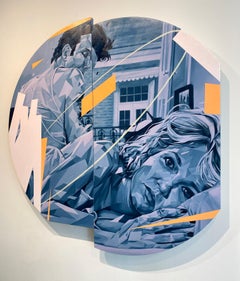 Dr. Goodbye Waves Hello - canvas painting by Ian Shults, blue tones