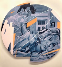 Dr. Goodbye Waves Hello - canvas painting by Ian Shults, blue tones