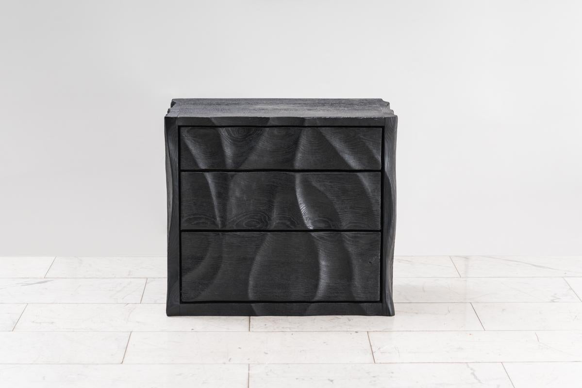 Ian Spencer, Charred Wavy Front Nightstand Pair, UK For Sale 3