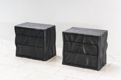 Ian Spencer, Charred Wavy Front Nightstand Pair, UK