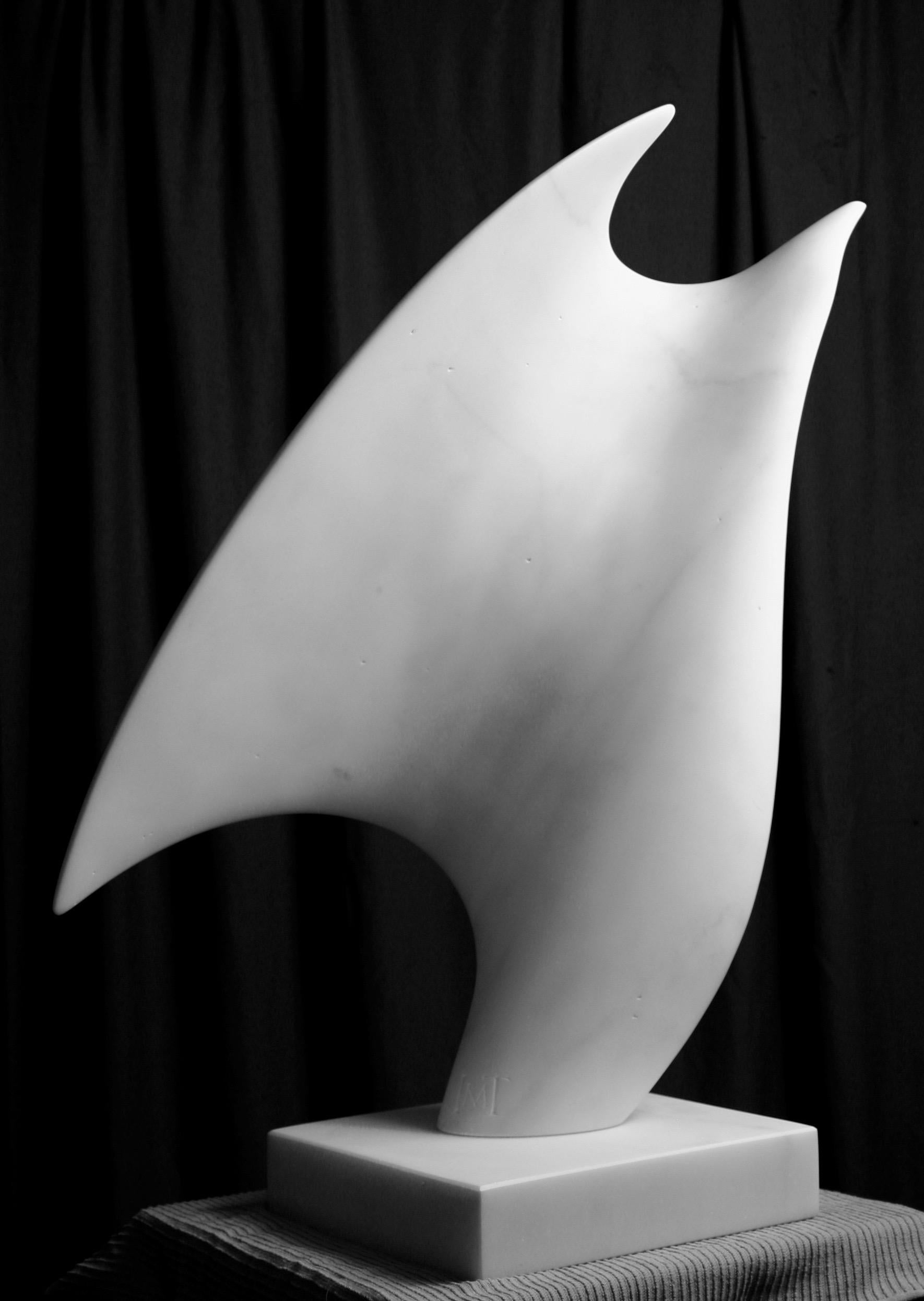 Becoming -British Sculptor, Abstract, Marble, Italian Carrara, Philosophy, veins - Sculpture by Ian Thomson