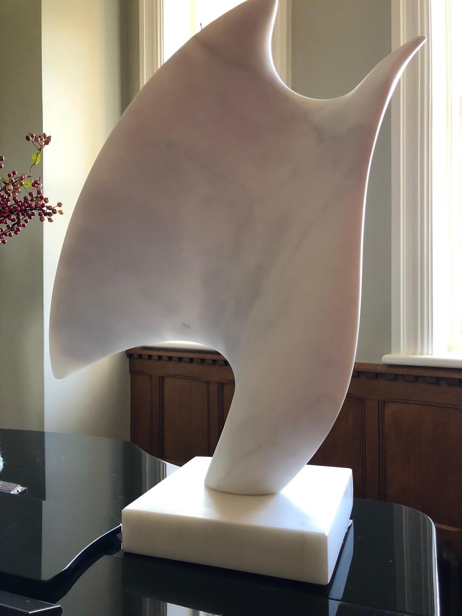 Ian Thomson Abstract Sculpture - Becoming -British Sculptor, Abstract, Marble, Italian Carrara, Philosophy, veins