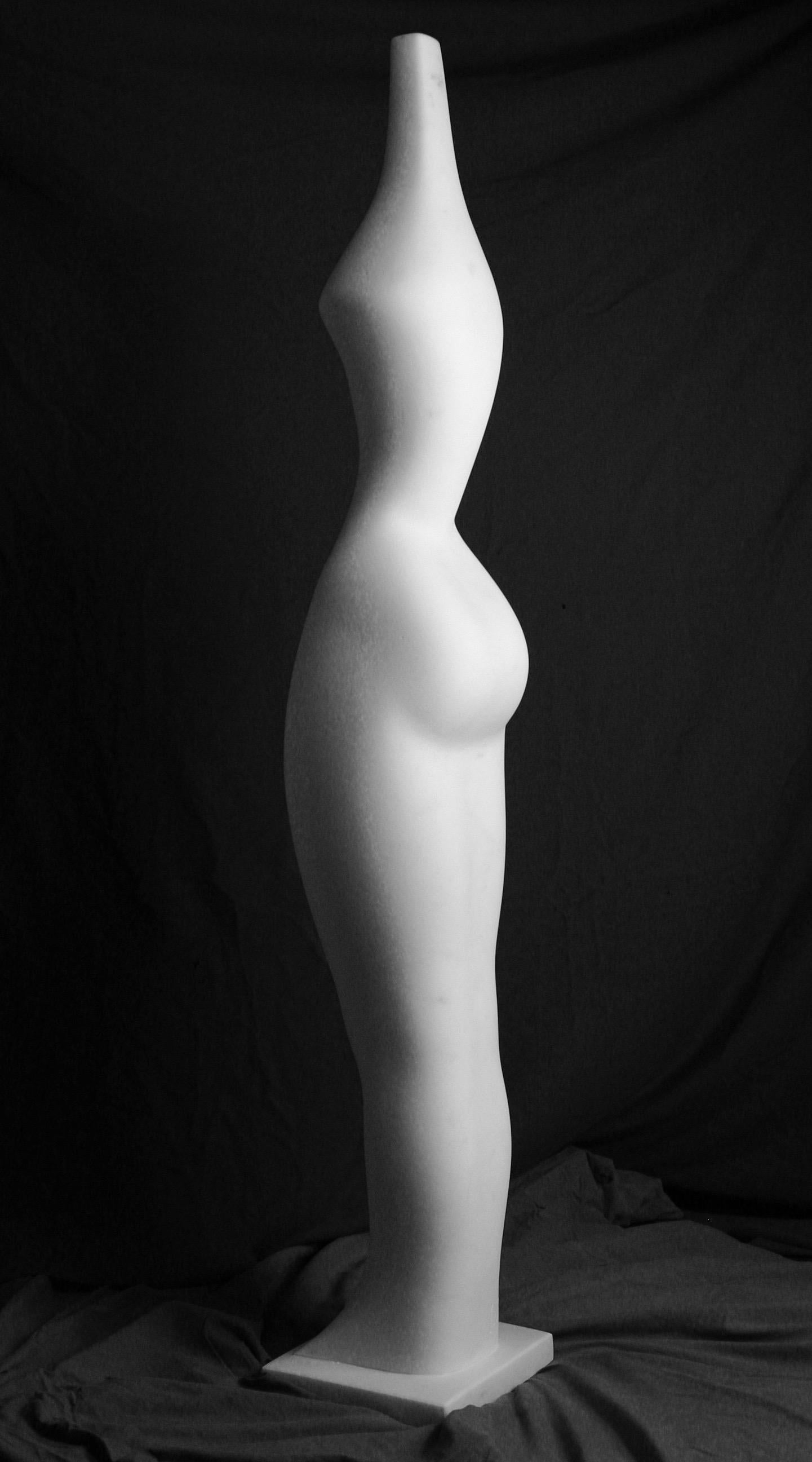 Earth - British Sculptor, Abstract, Marble, Italian Carrara, Philosophy, Figure - Black Abstract Sculpture by Ian Thomson