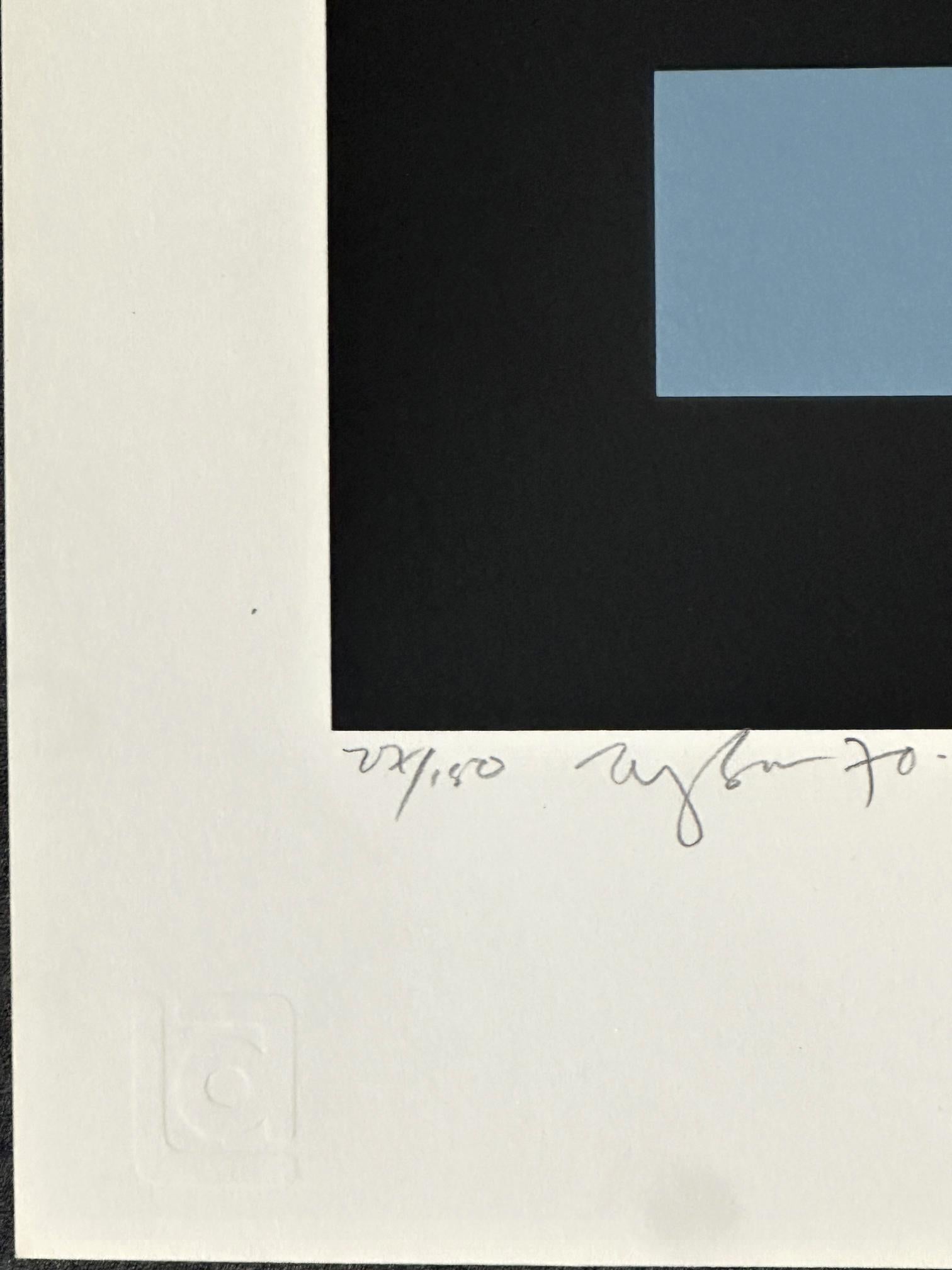 Ian Tyson
Diversions  - 1970
Screen Print
16'' x 15'' inches
Edition: signed in pencil and marked 27/150

Ian Tyson, British painter, printmaker and book artist, was born in Wallasey, Cheshire, England, in 1933, and studied at the Birkenhead School