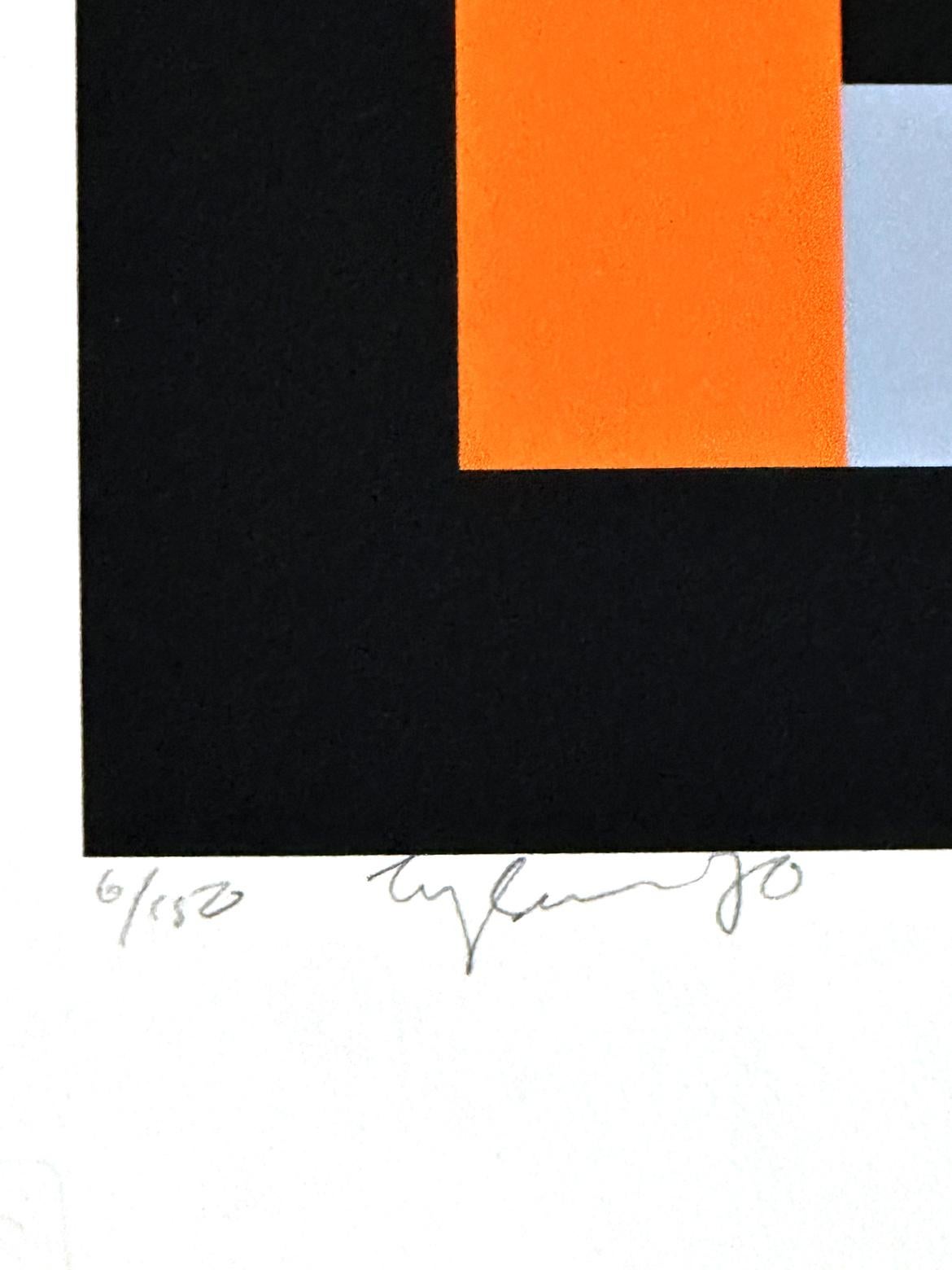 Ian Tyson
Desvíos IX - 1970
Serigrafía
16'' x 15'' pulgadas
Edición: firmada a lápiz y marcada 6/150

Ian Tyson, pintor, grabador y artista del libro británico, nació en Wallasey, Cheshire, Inglaterra, en 1933, y estudió en la Escuela de Arte de