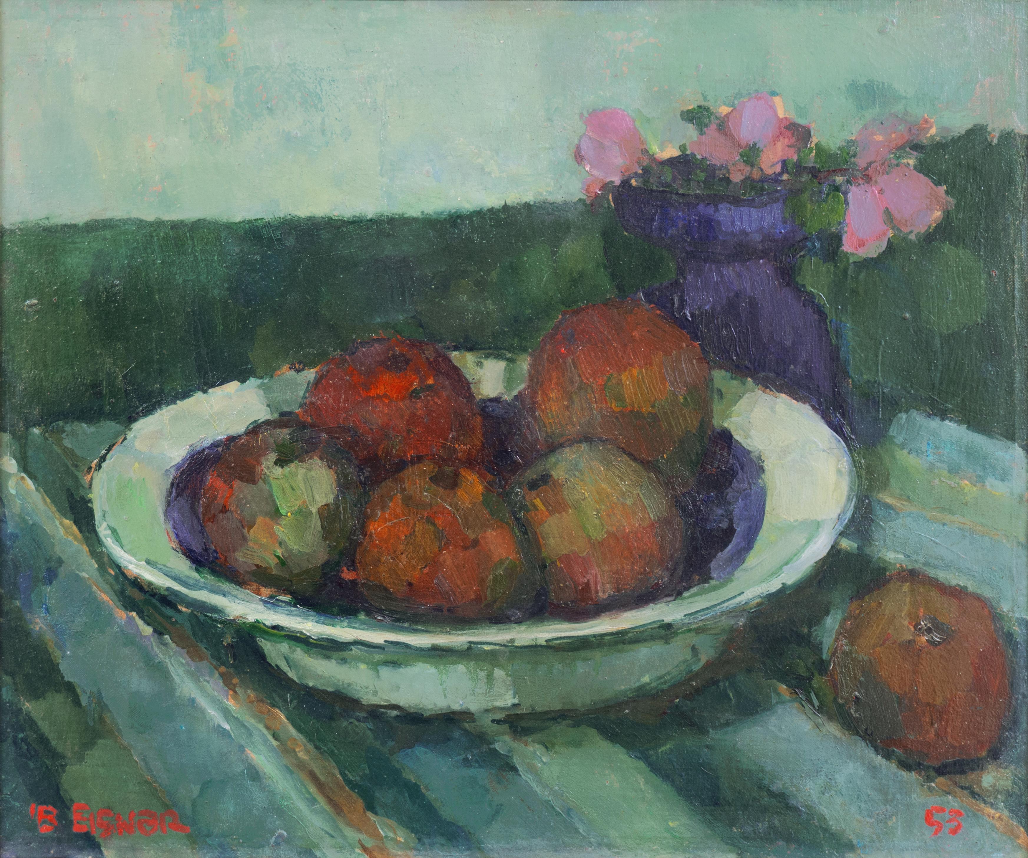 'Still Life with Fruit and Flowers', Paris, Tokyo, London, Copenhagen Academy - Post-Impressionist Painting by Ib Eisner