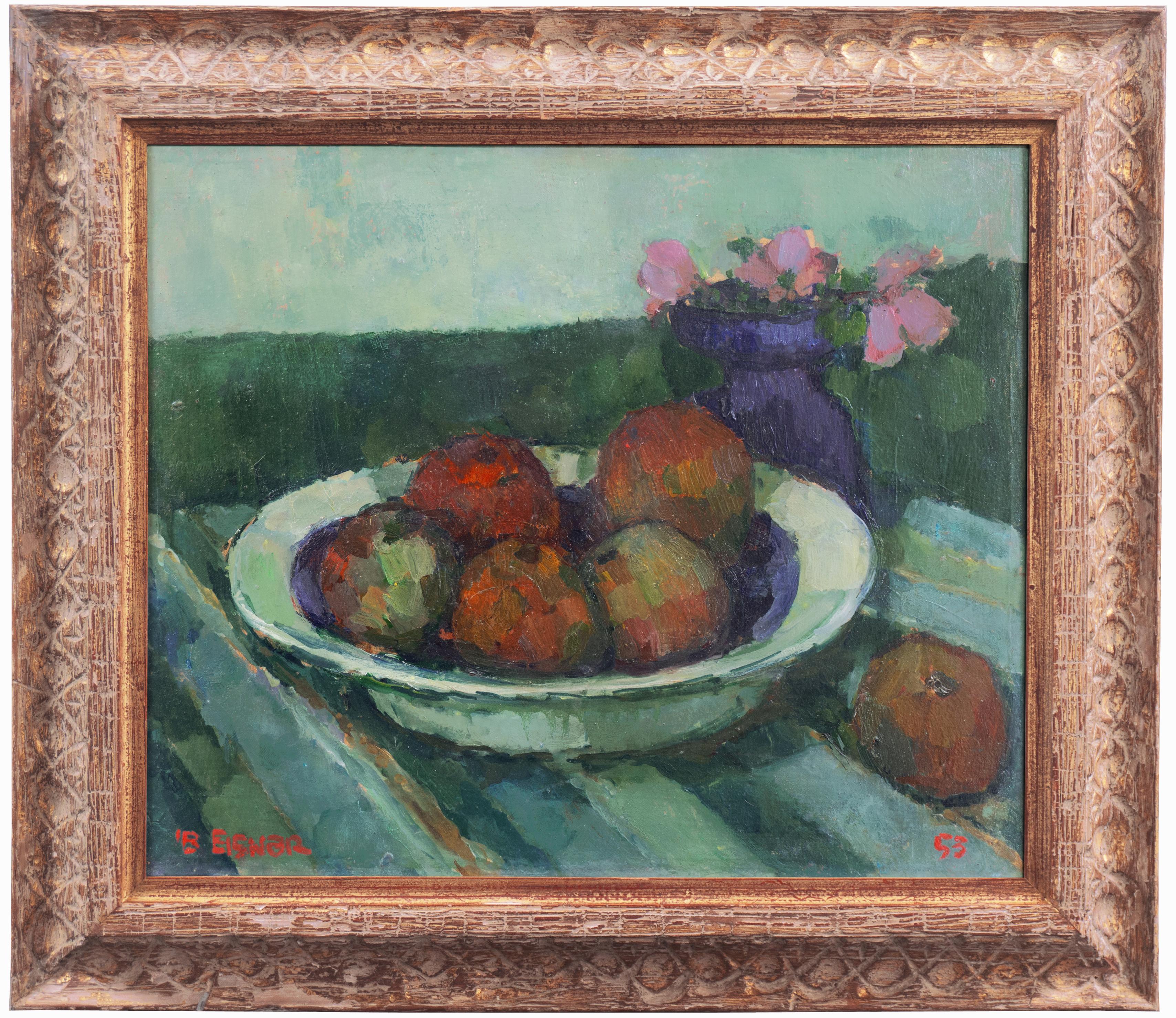 'Still Life with Fruit and Flowers', Paris, Tokyo, London, Copenhagen Academy - Painting by Ib Eisner