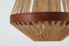 Ib Fabiansen Pendant Light di Fog & Mørup, corda di iuta e teak Danimarca 1960s