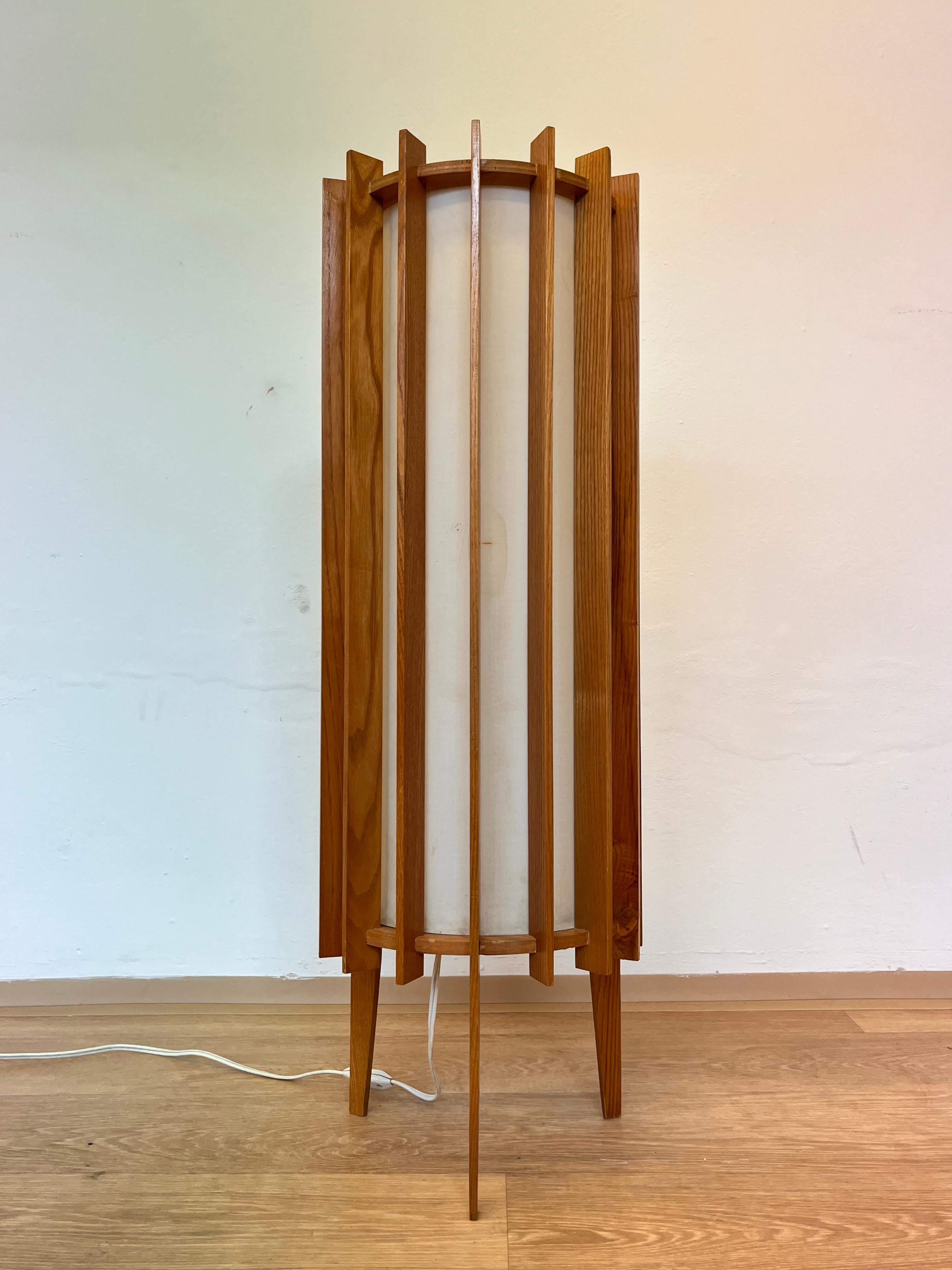Plastic Ib Fabiansen wooden SPACE AGE Floor Lamp by Fog and Mørup - Denmark - 1960s For Sale