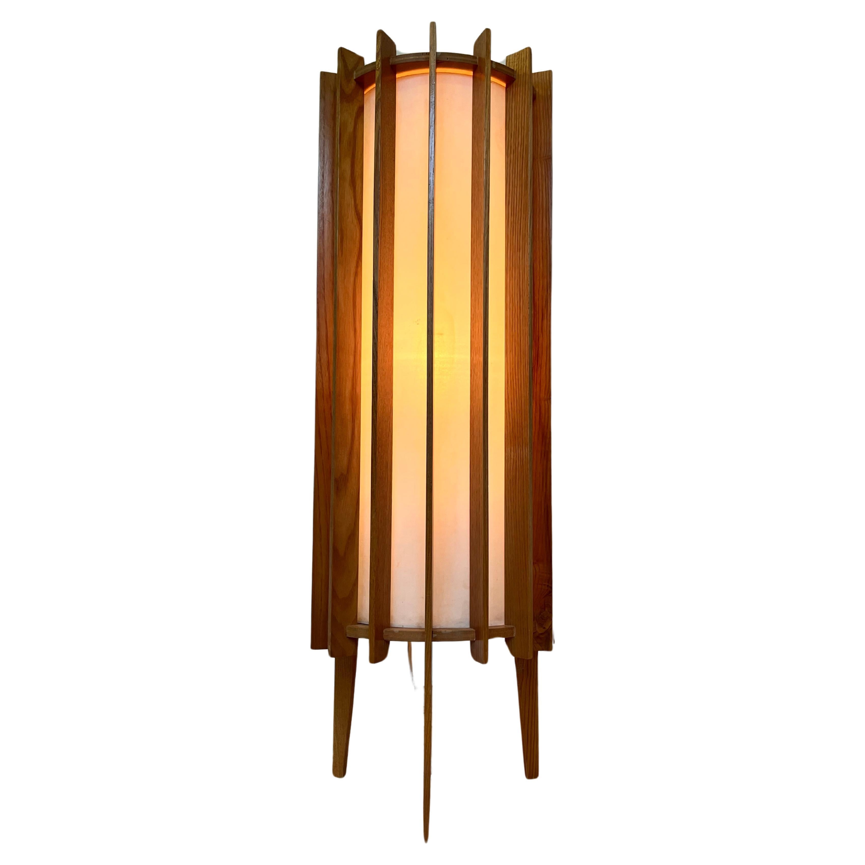 Ib Fabiansen wooden SPACE AGE Floor Lamp by Fog and Mørup - Denmark - 1960s For Sale
