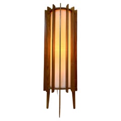 Retro Ib Fabiansen wooden SPACE AGE Floor Lamp by Fog and Mørup - Denmark - 1960s