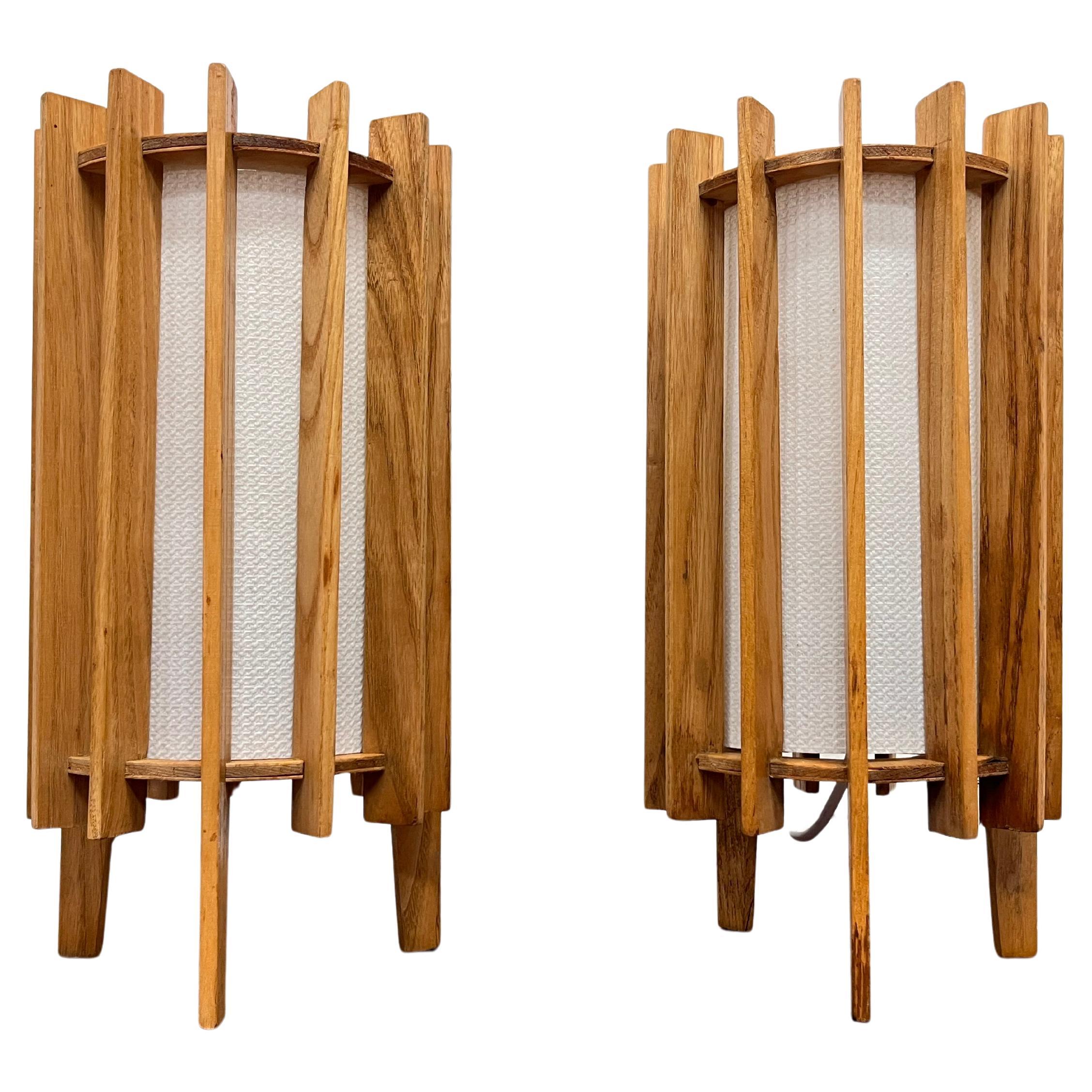 Ib Fabiansen wooden SPACE AGE table Lamps by Fog and Mørup - Denmark - 1960s For Sale