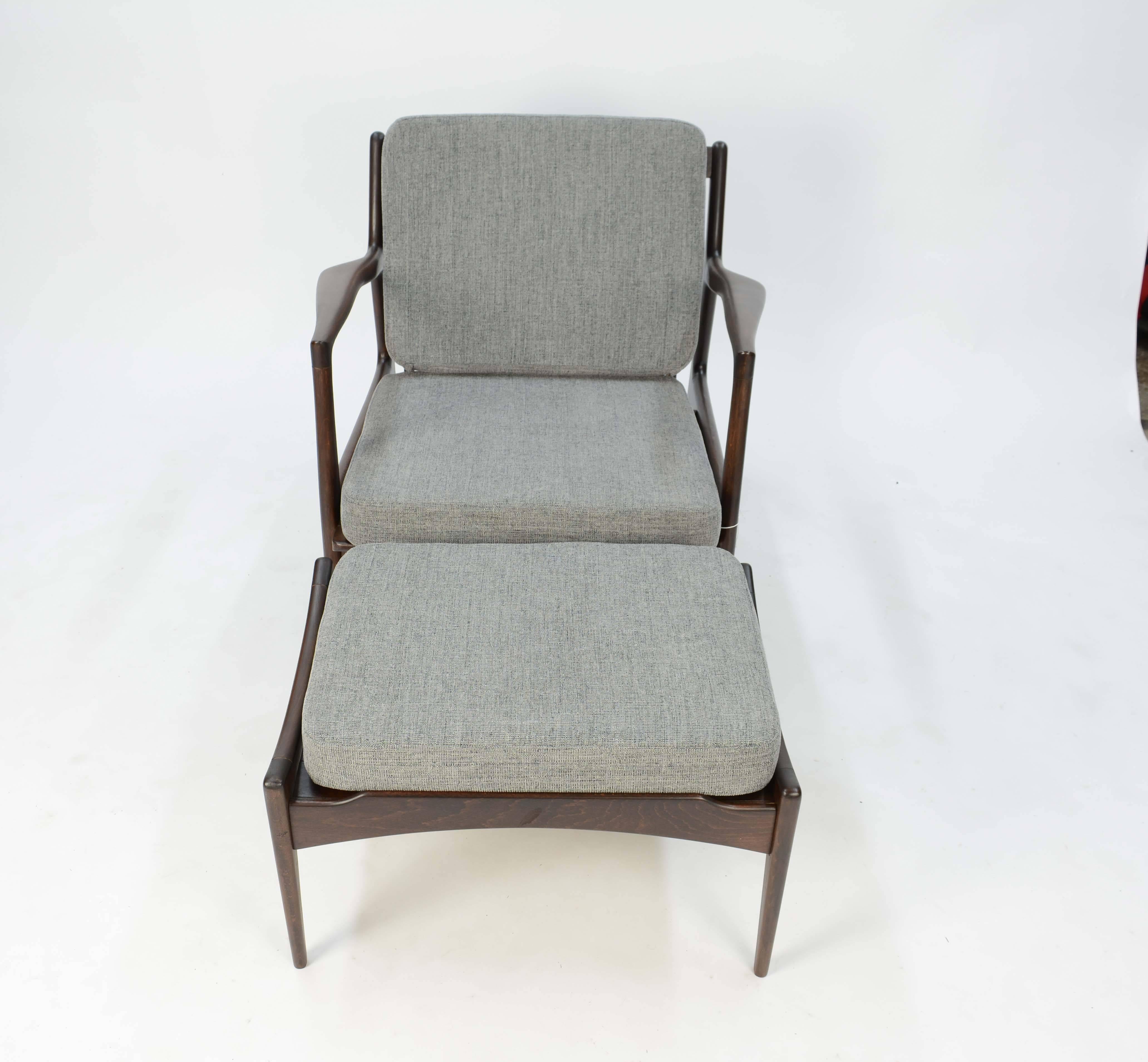 Scandinavian Modern Ib Kofod- Larsen Club Chair and Ottoman for Selig of Denmark