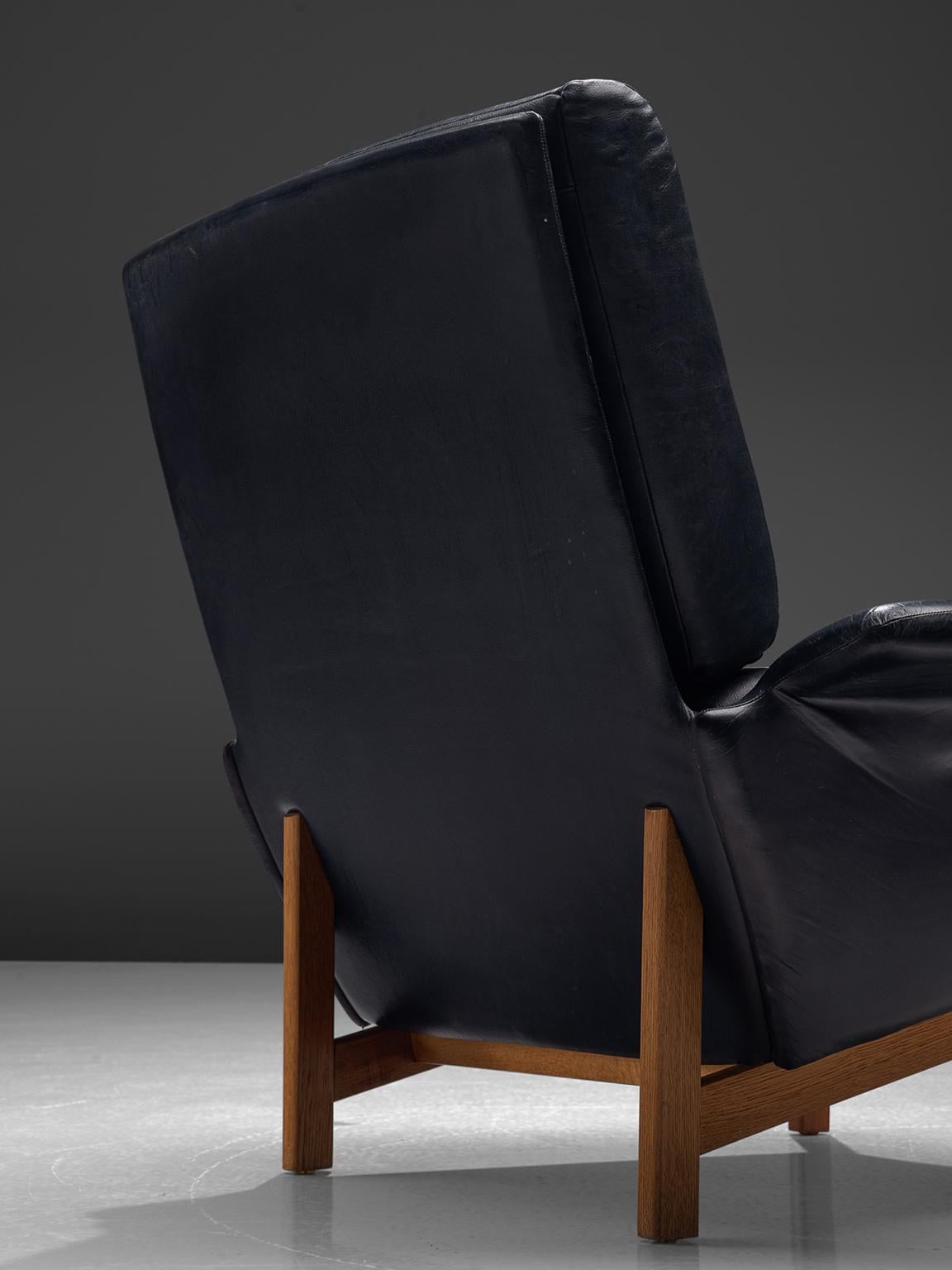 Mid-20th Century Ib Kofod-Larsen Adam Blue Leather Lounge Chair